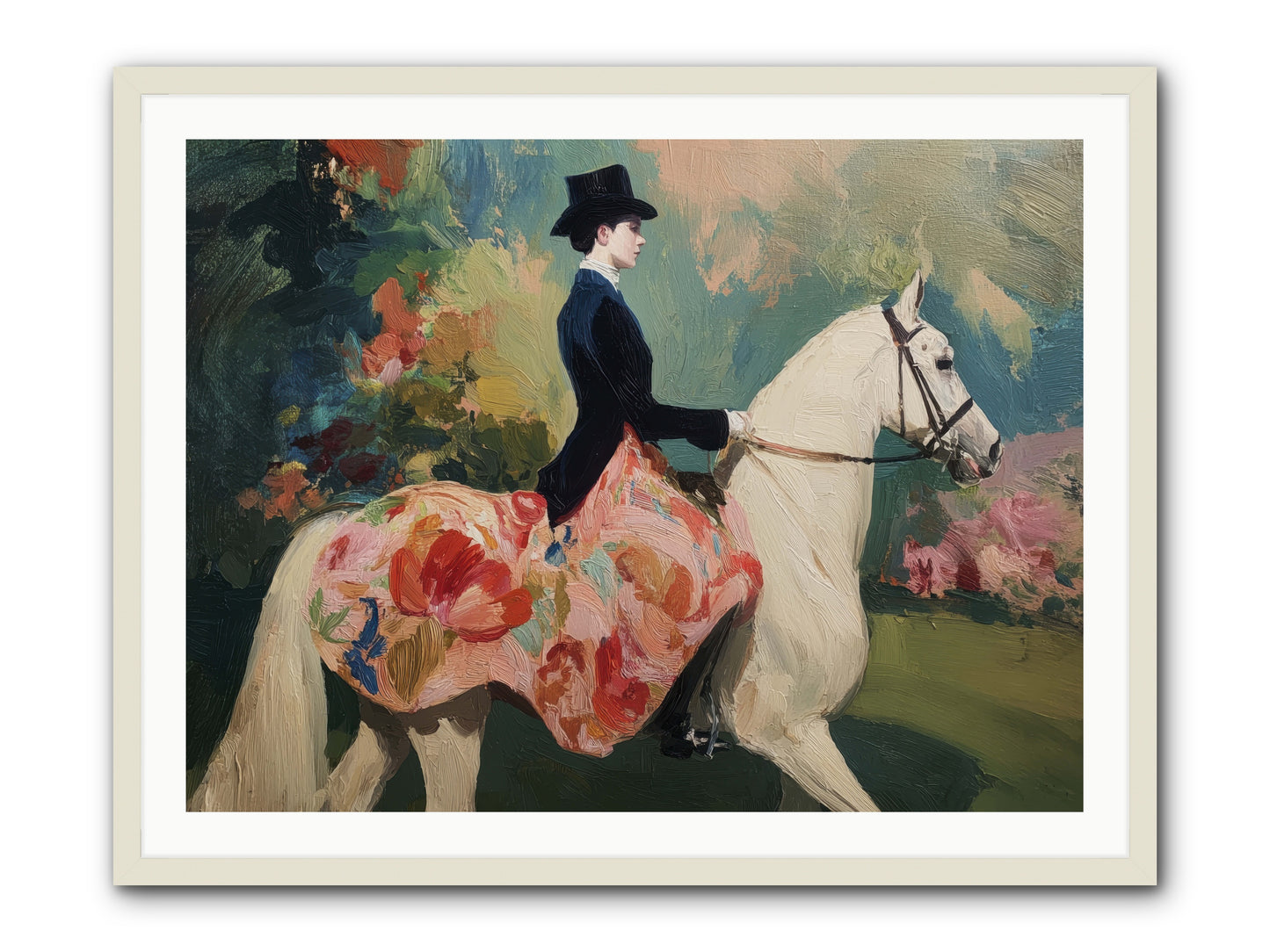 Riding Into the Weekend -- Framed Print - White 40x30
