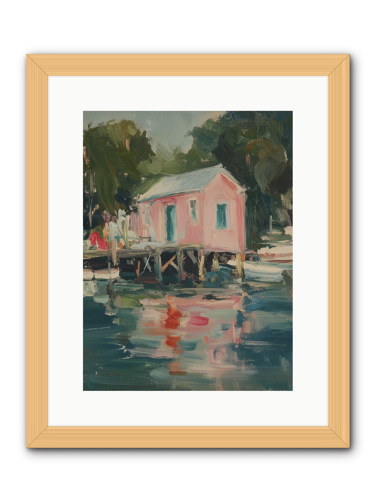 Rose Cottage -- Framed Print - Natural 12x16