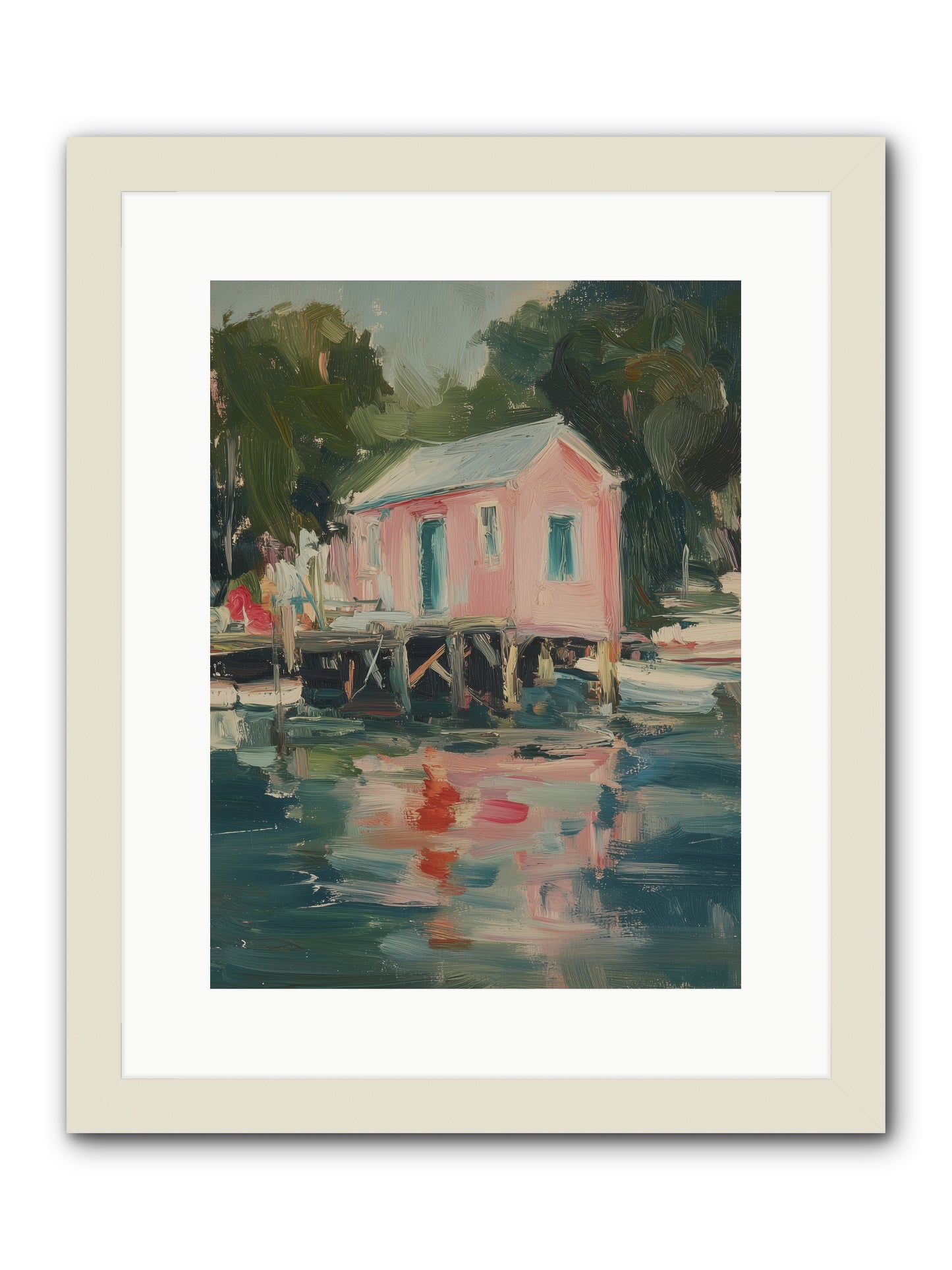 Rose Cottage -- Framed Print - White 12x16