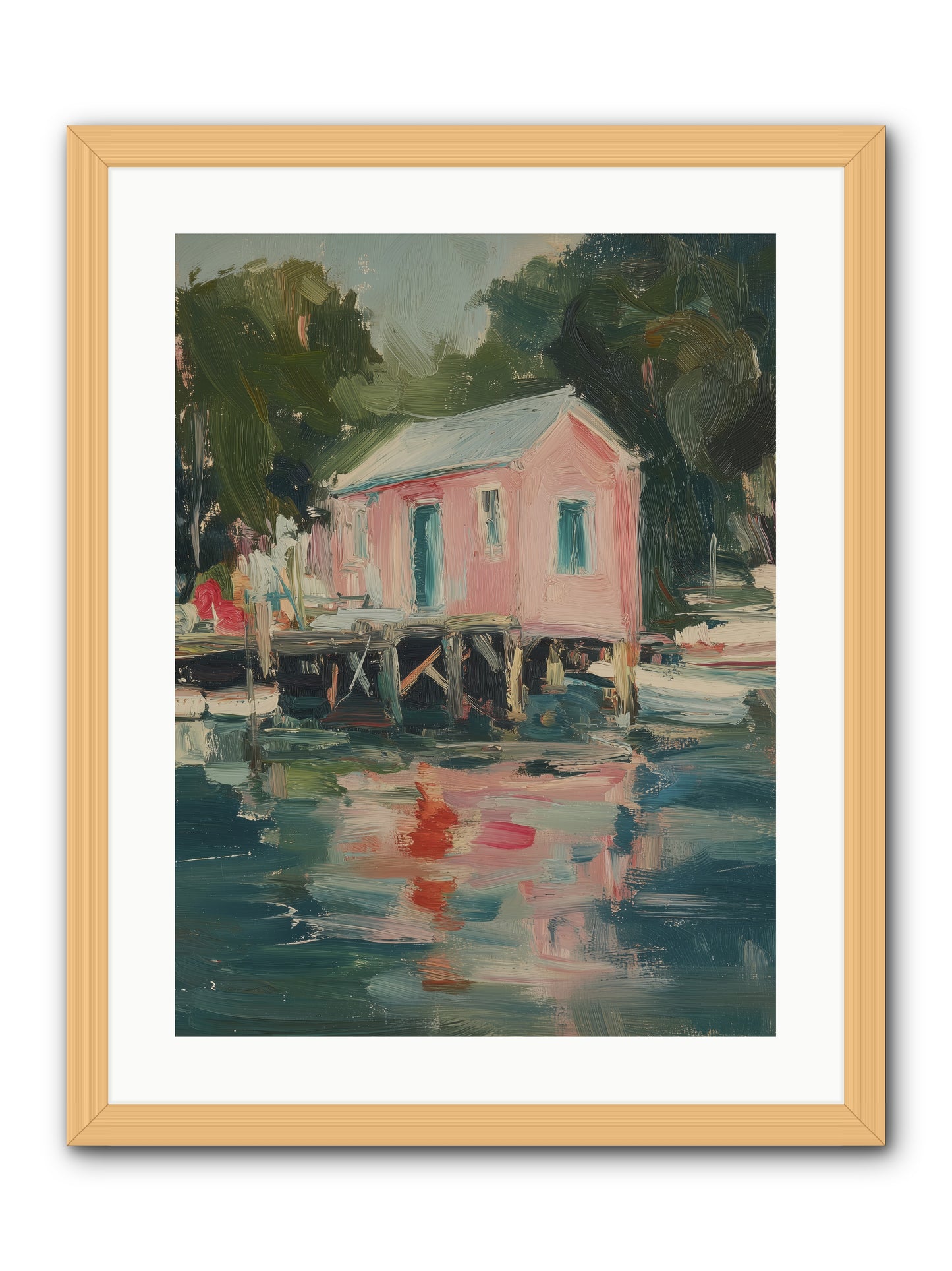 Rose Cottage -- Framed Print - Natural 18x24