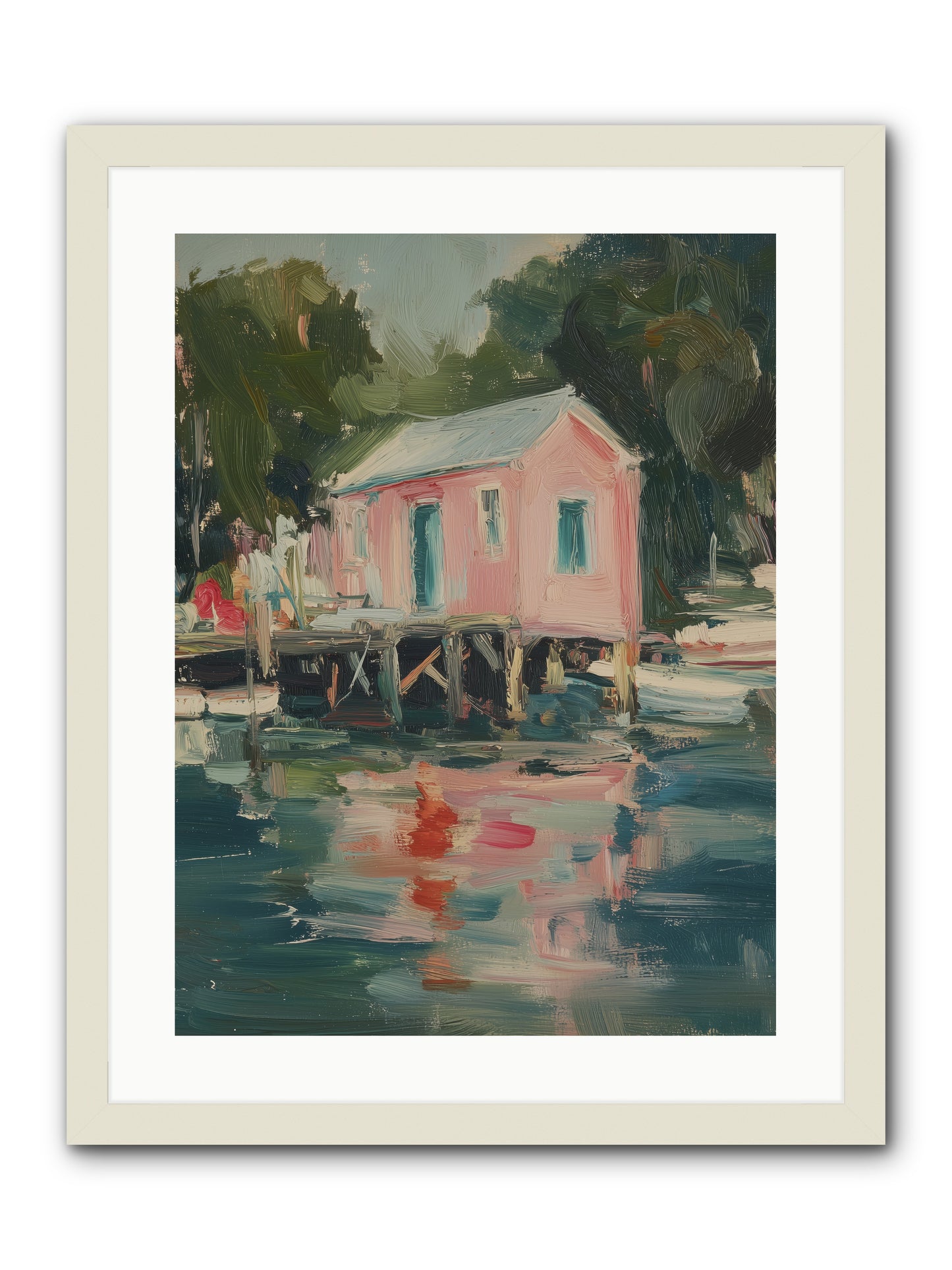 Rose Cottage -- Framed Print - White 18x24