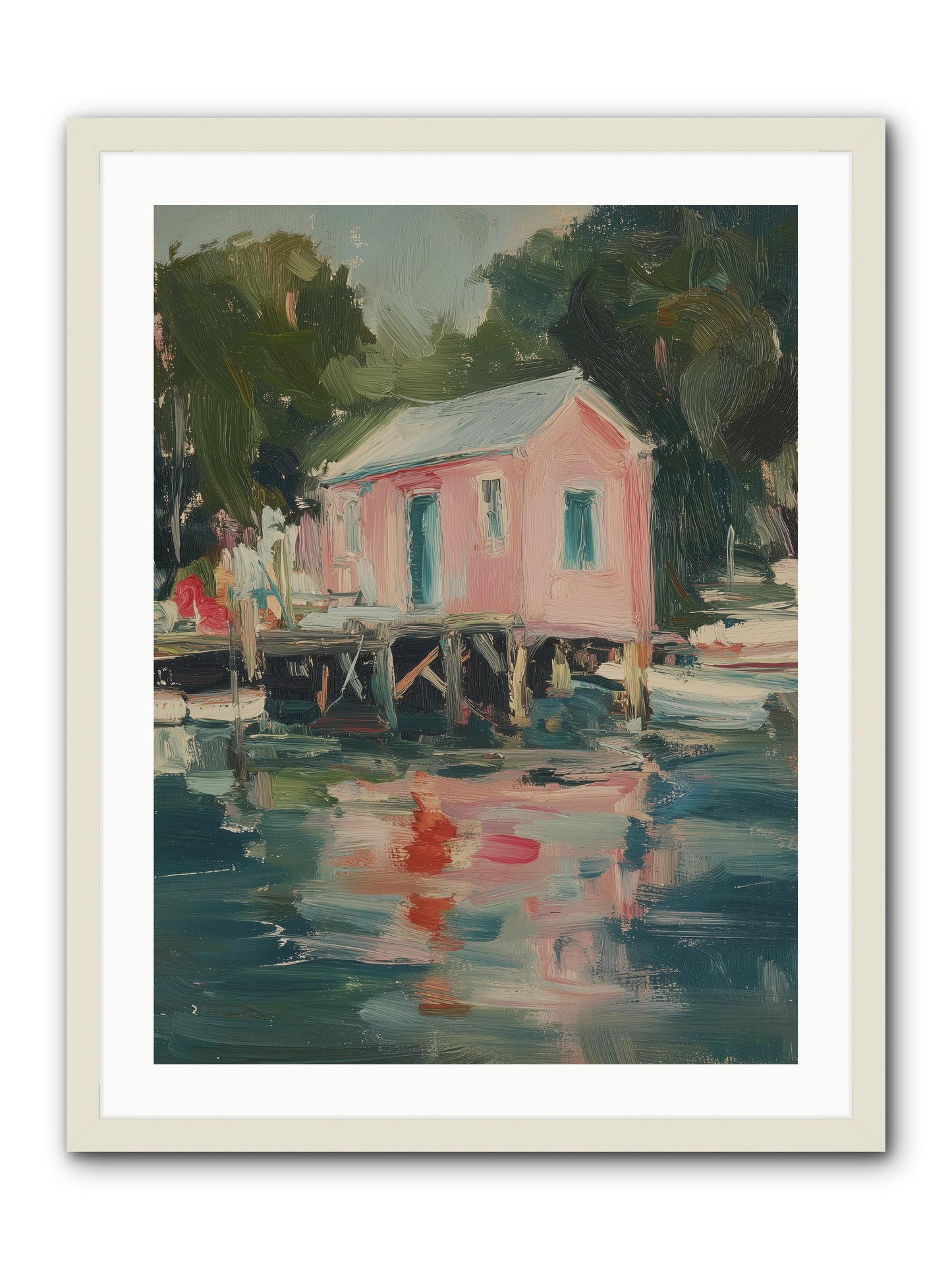 Rose Cottage -- Framed Print - White 24x32