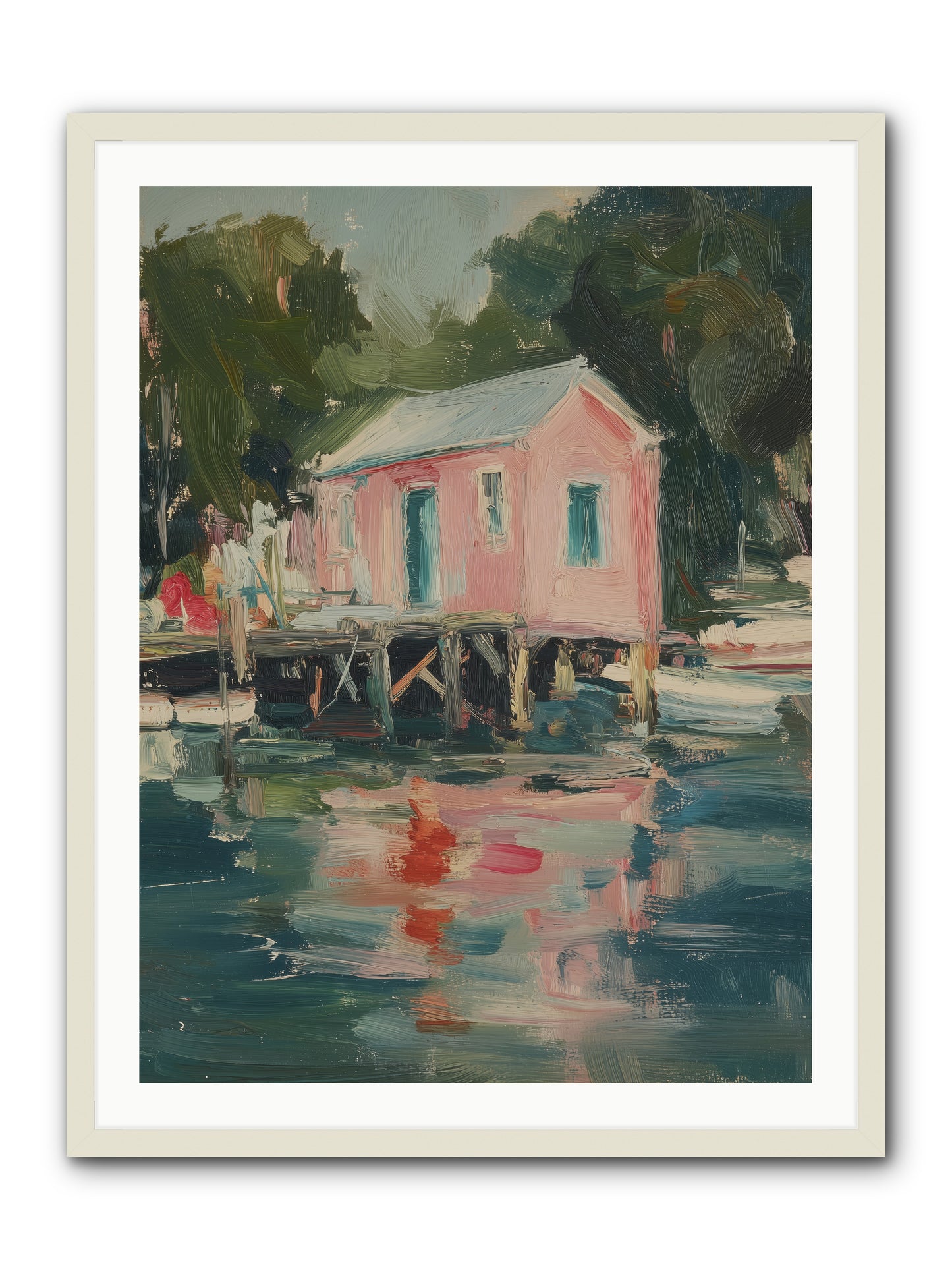Rose Cottage -- Framed Print - White 30x40