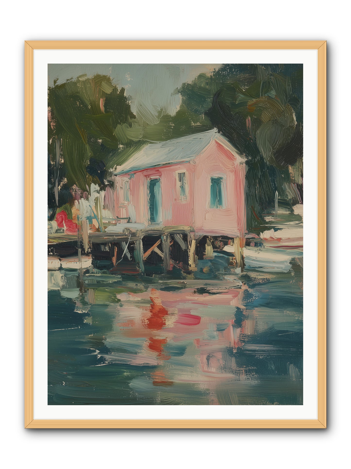 Rose Cottage -- Framed Print - Natural 36x48