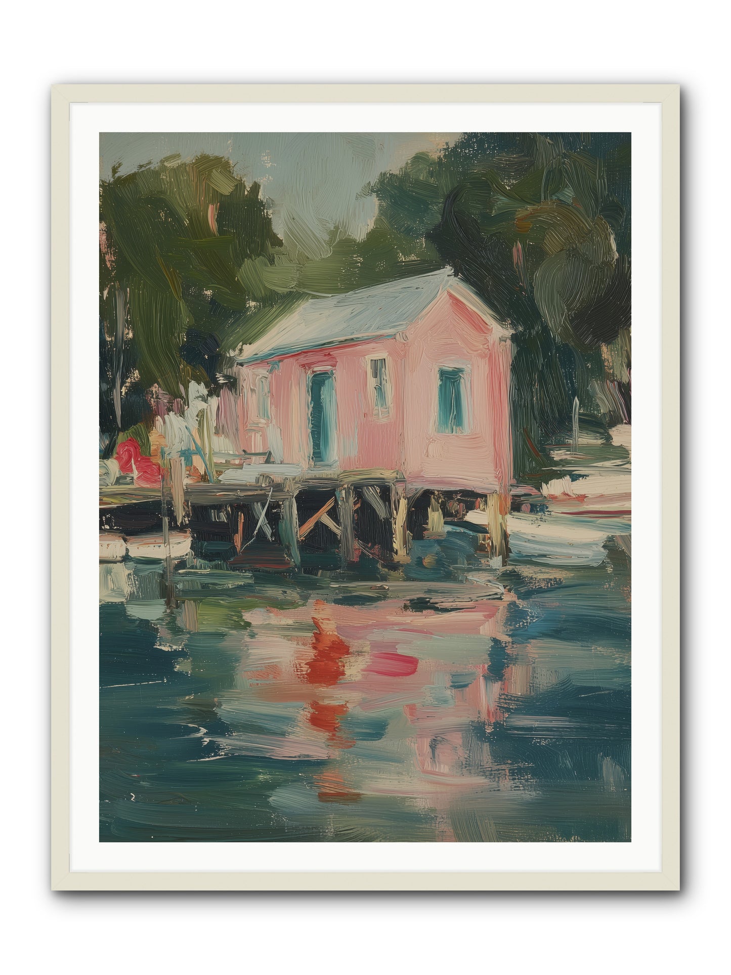 Rose Cottage -- Framed Print - White 36x48