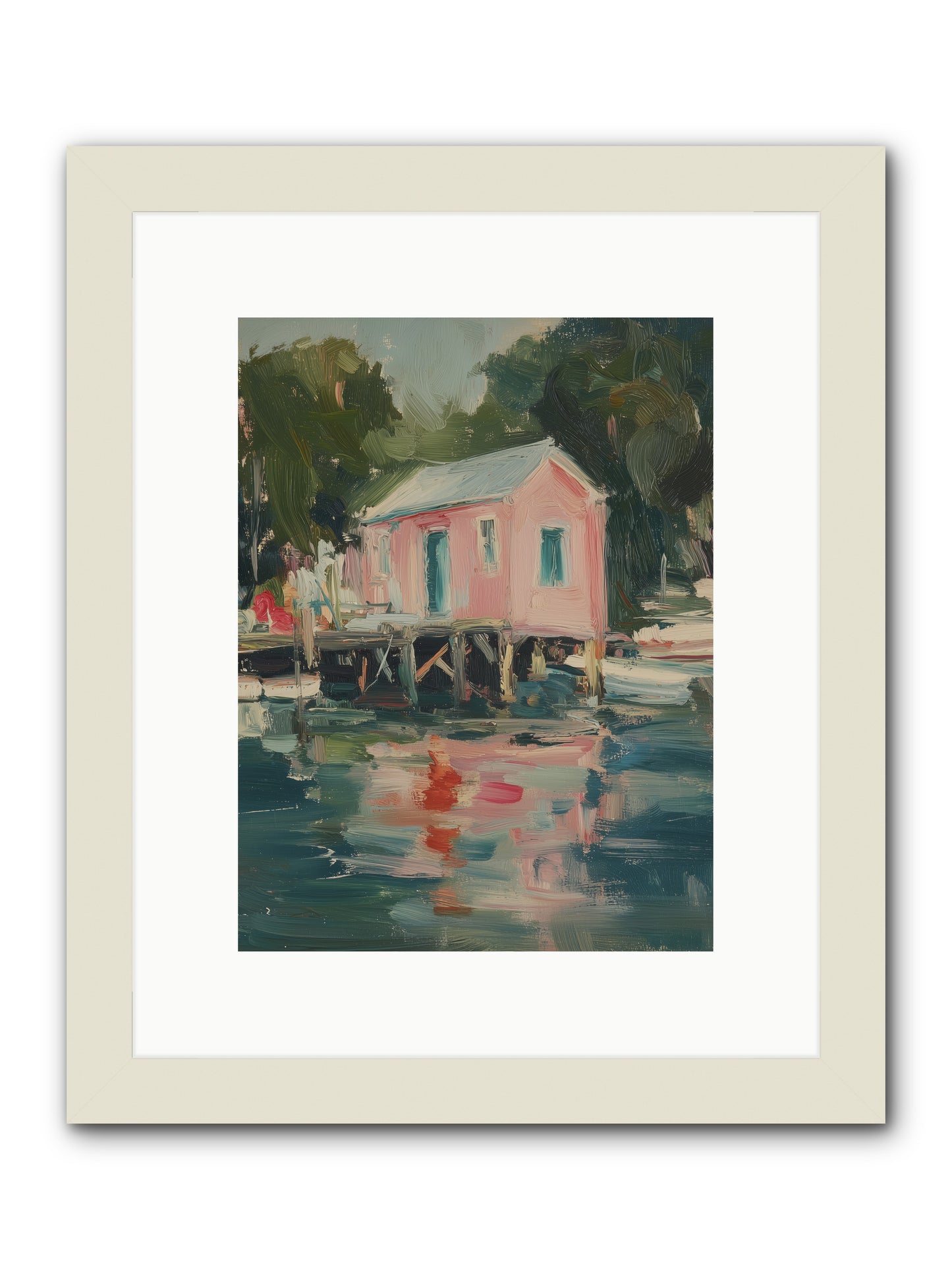Rose Cottage -- Framed Print - White 9x12