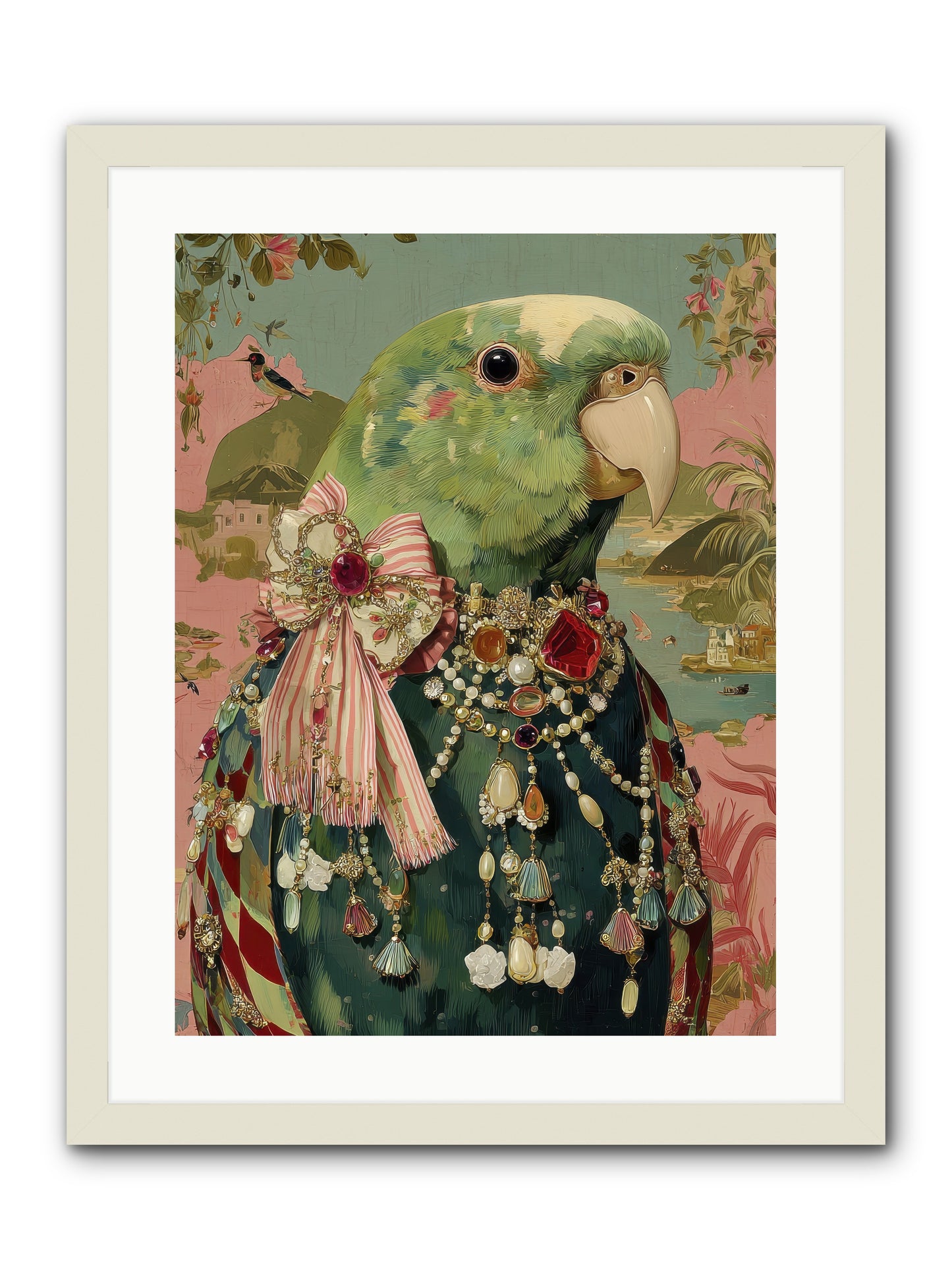 Rose Petals Before the Curtain -- Framed Print - White 18x24