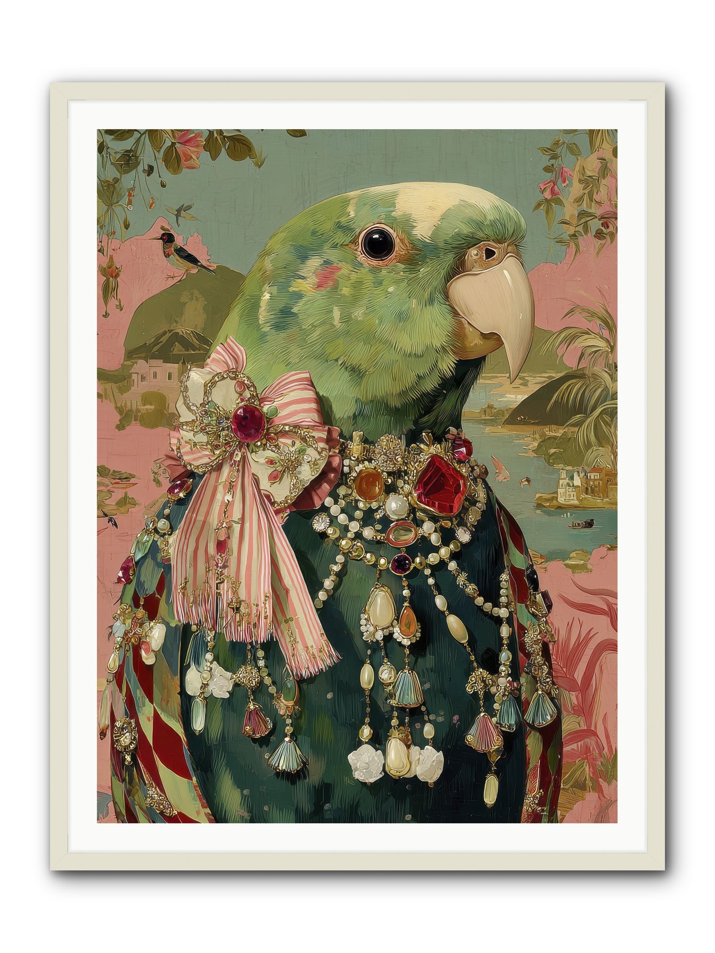 Rose Petals Before the Curtain -- Framed Print - White 36x48
