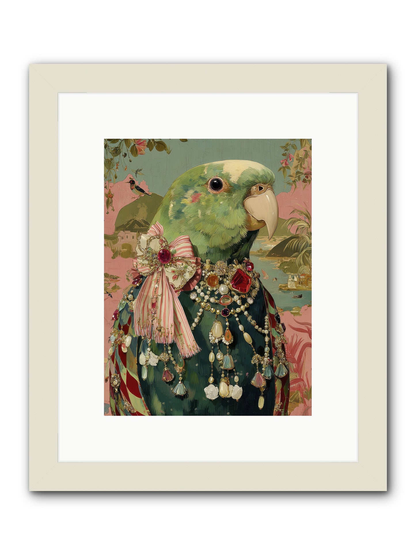 Rose Petals Before the Curtain -- Framed Print - White 9x12