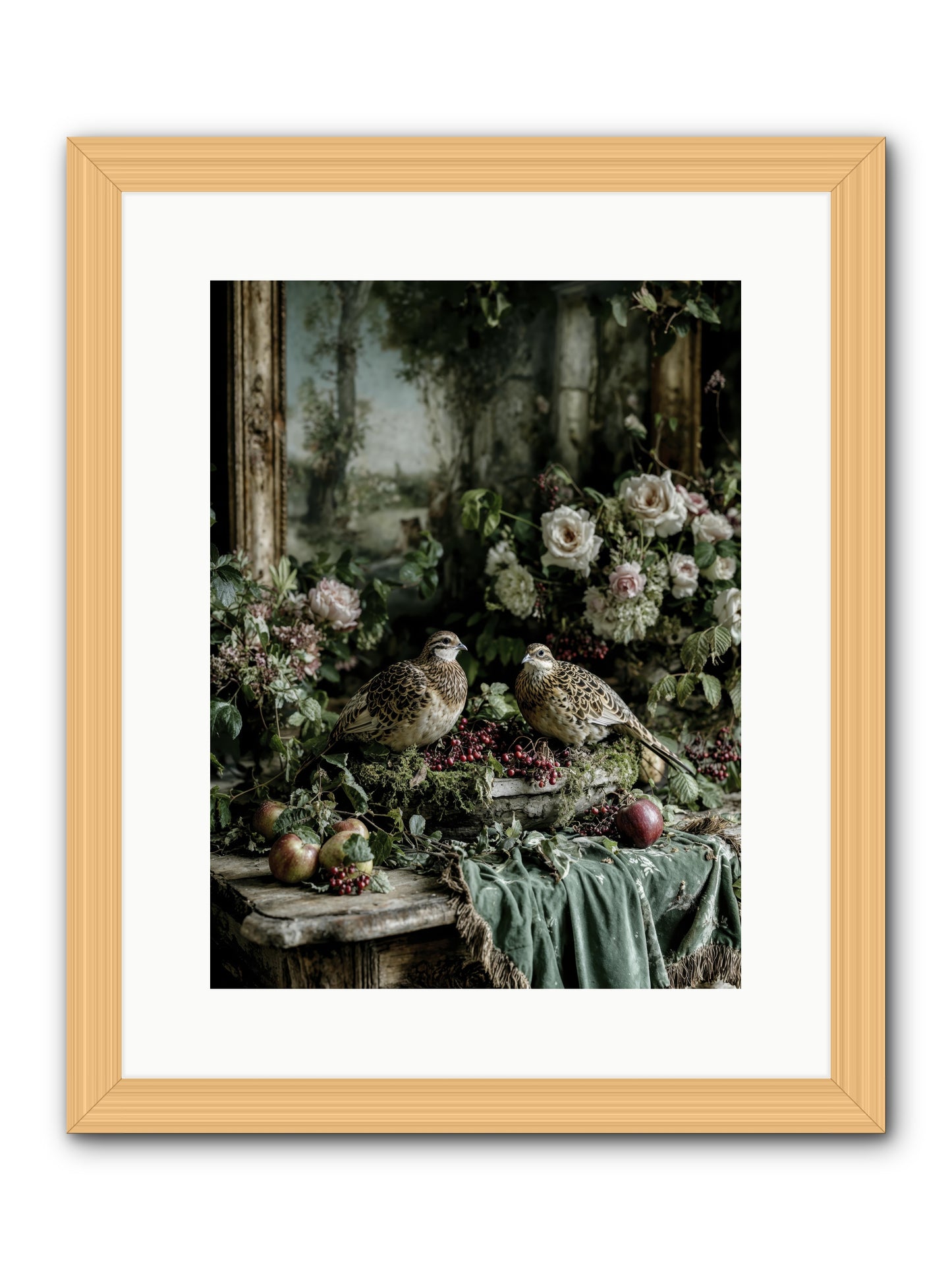 Rose muses -- Framed Print - Natural 12x16