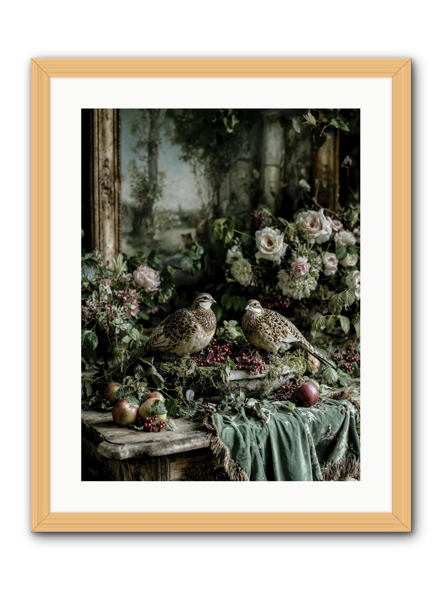Rose muses -- Framed Print - Natural 18x24