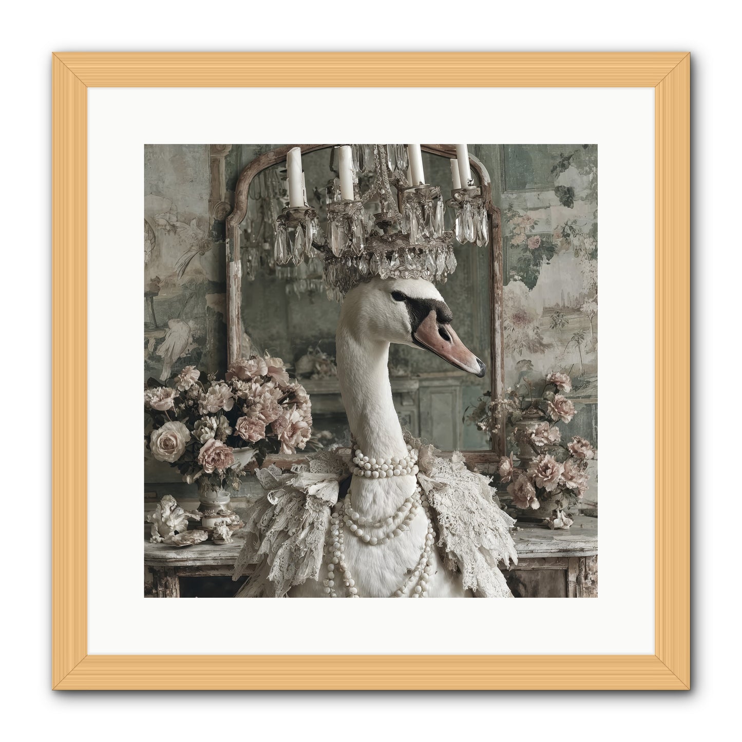 Roselight Afternoon -- Framed Print - Natural 16x16