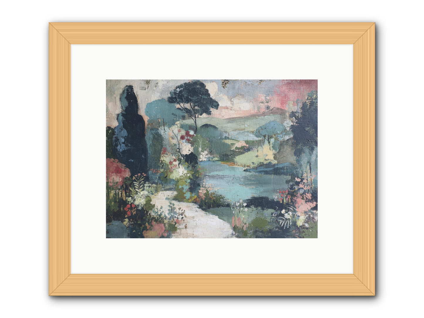 Rosewater Row -- Framed Print - Natural 12x9