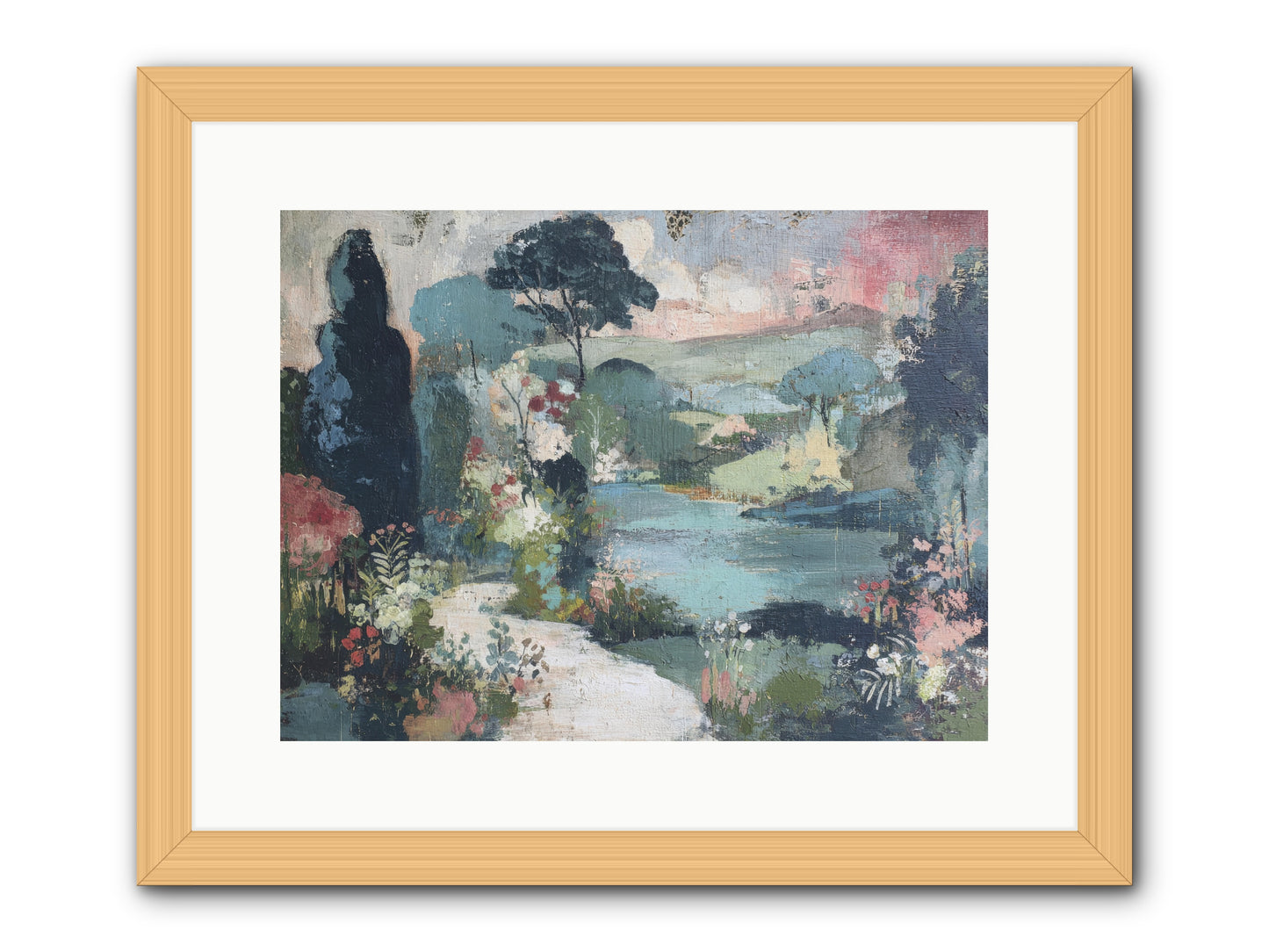 Rosewater Row -- Framed Print - Natural 16x12