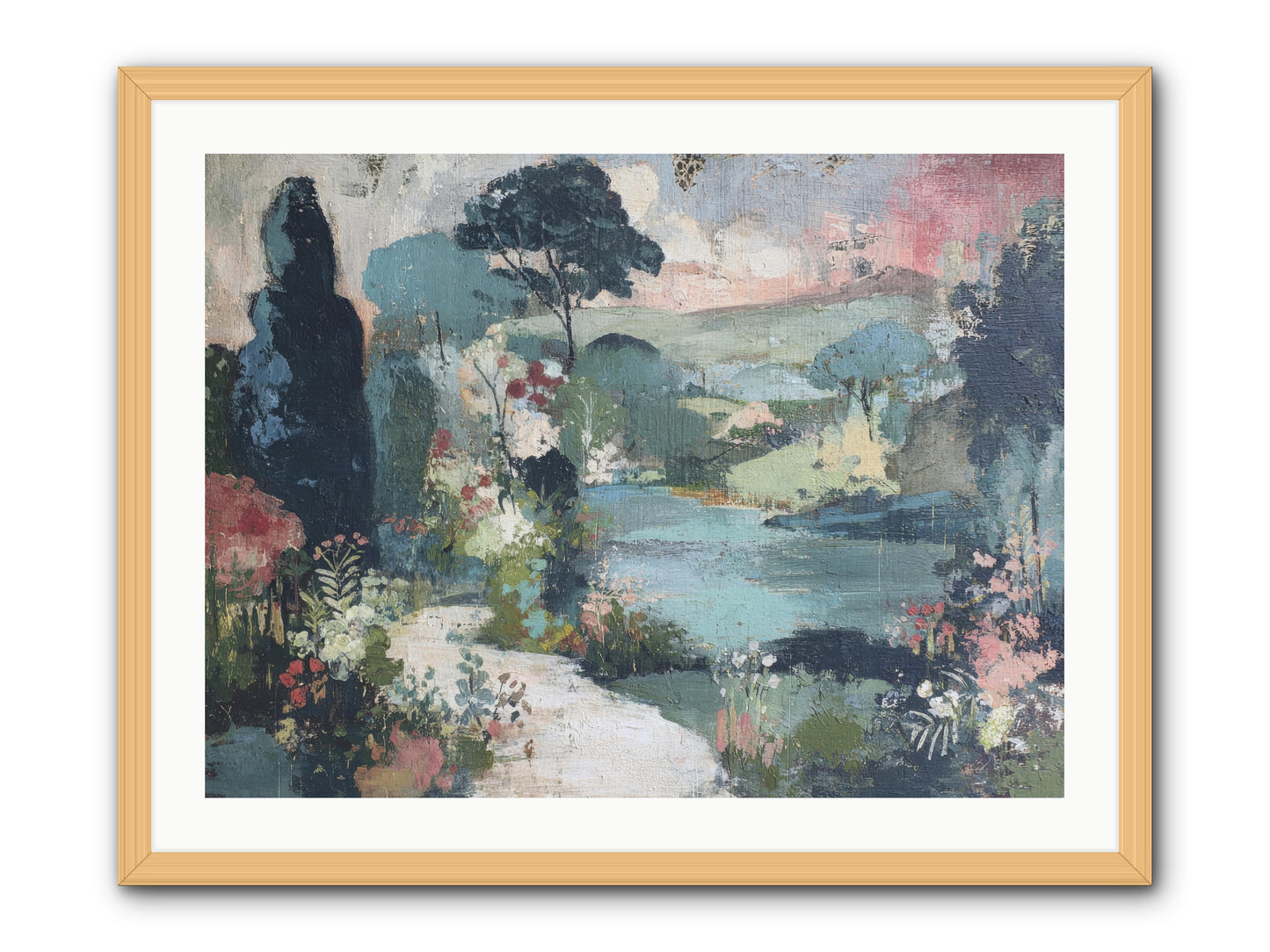 Rosewater Row -- Framed Print - Natural 32x24