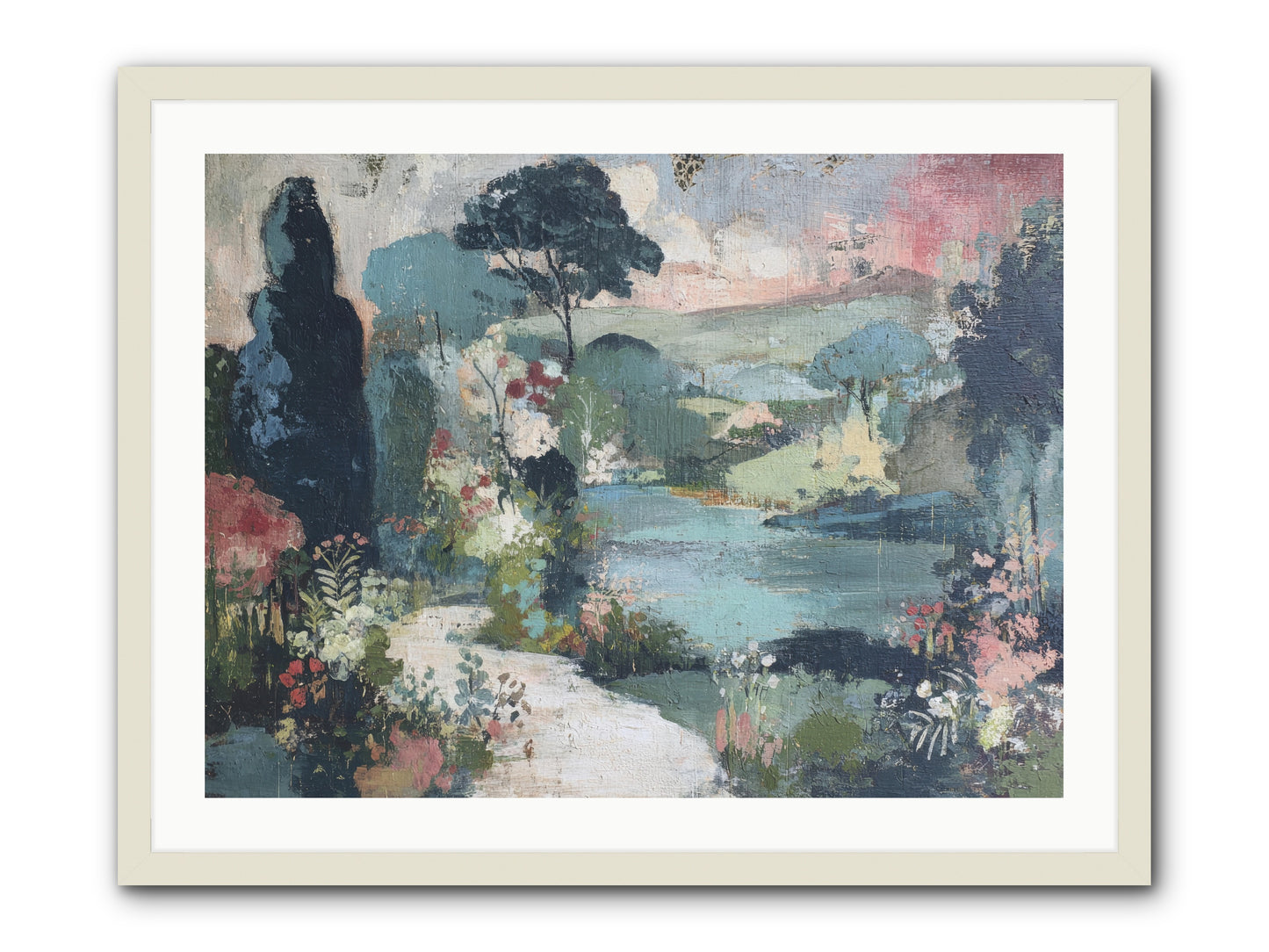 Rosewater Row -- Framed Print - White 32x24