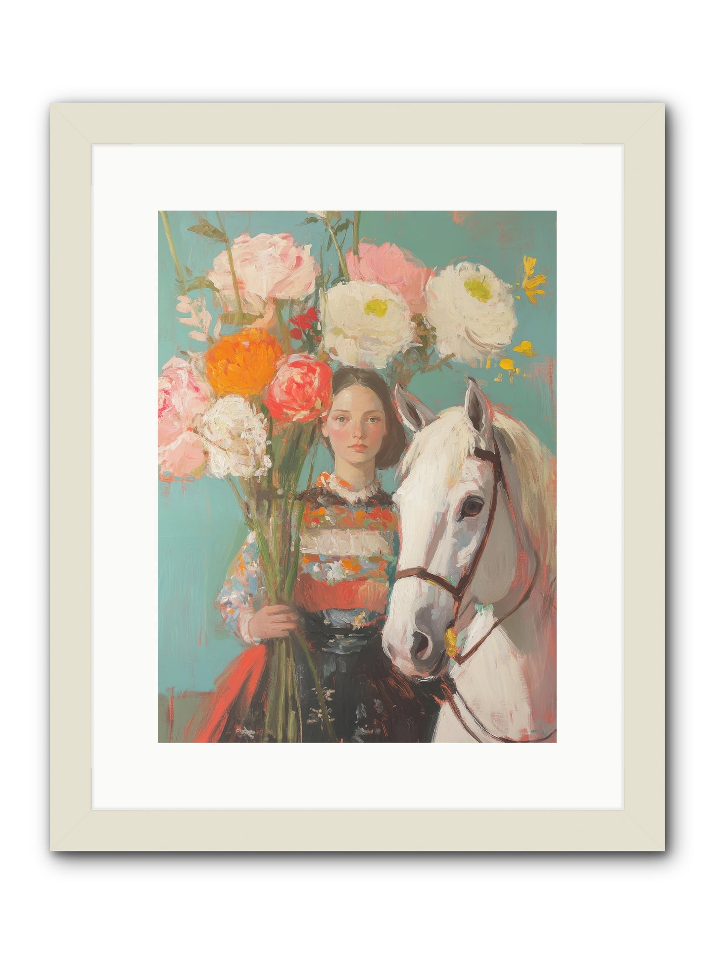Rosewood Rider -- Framed Print - White 12x16