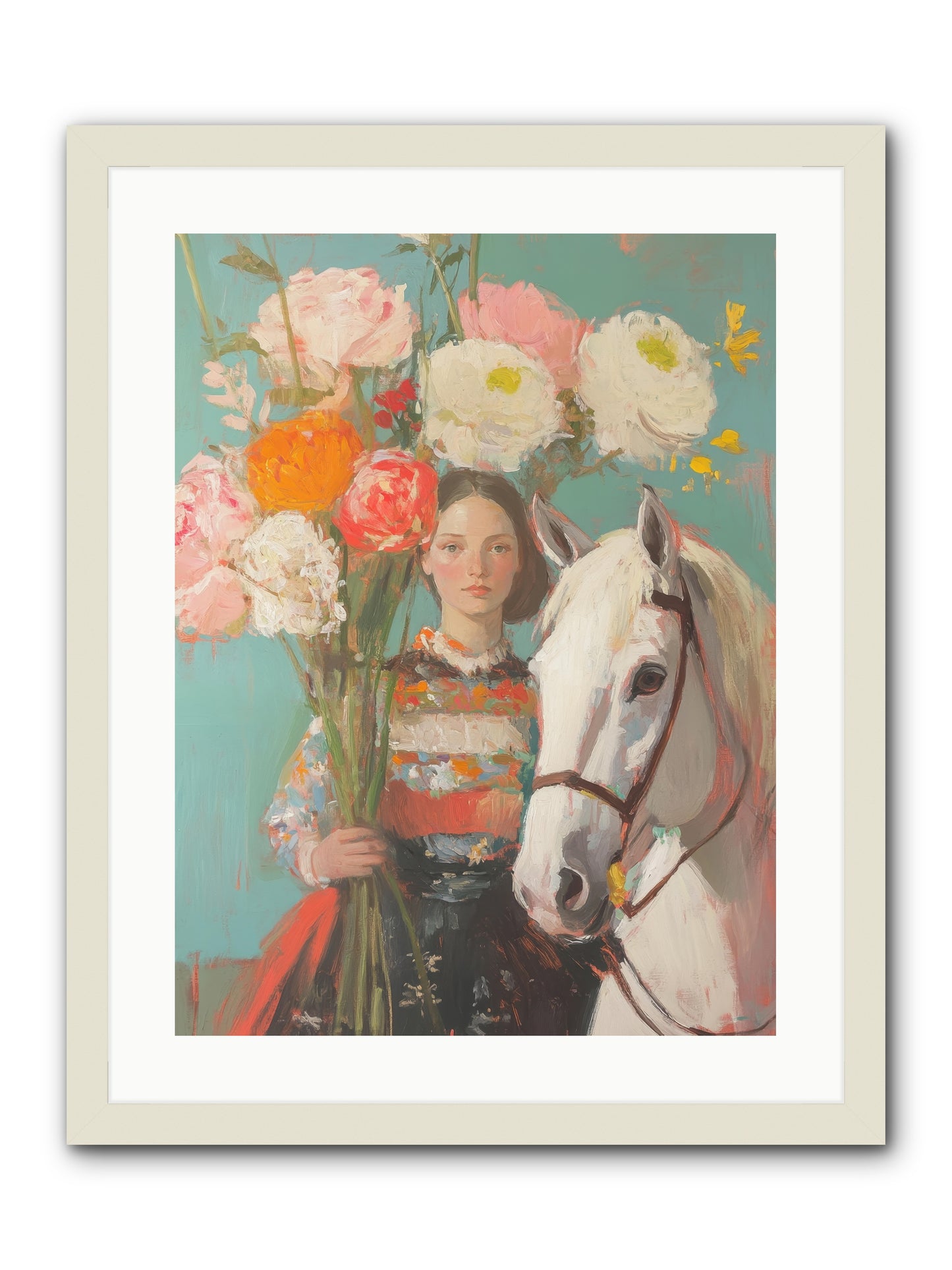 Rosewood Rider -- Framed Print - White 18x24