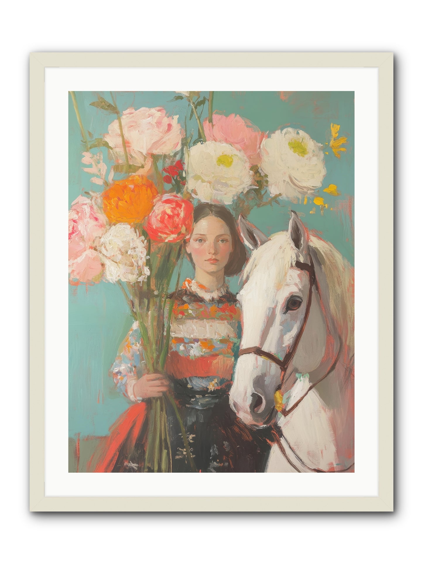 Rosewood Rider -- Framed Print - White 24x32
