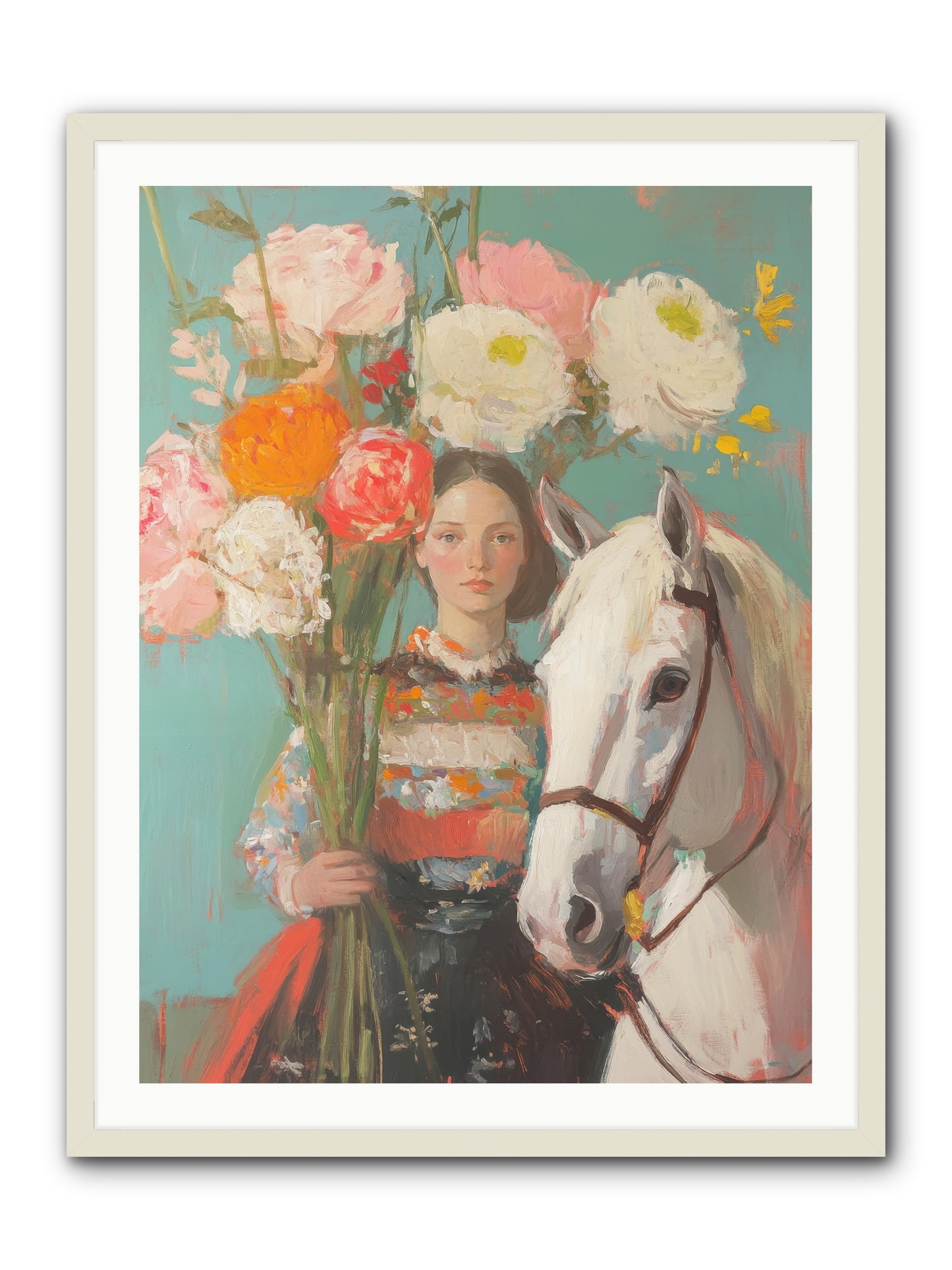 Rosewood Rider -- Framed Print - White 30x40