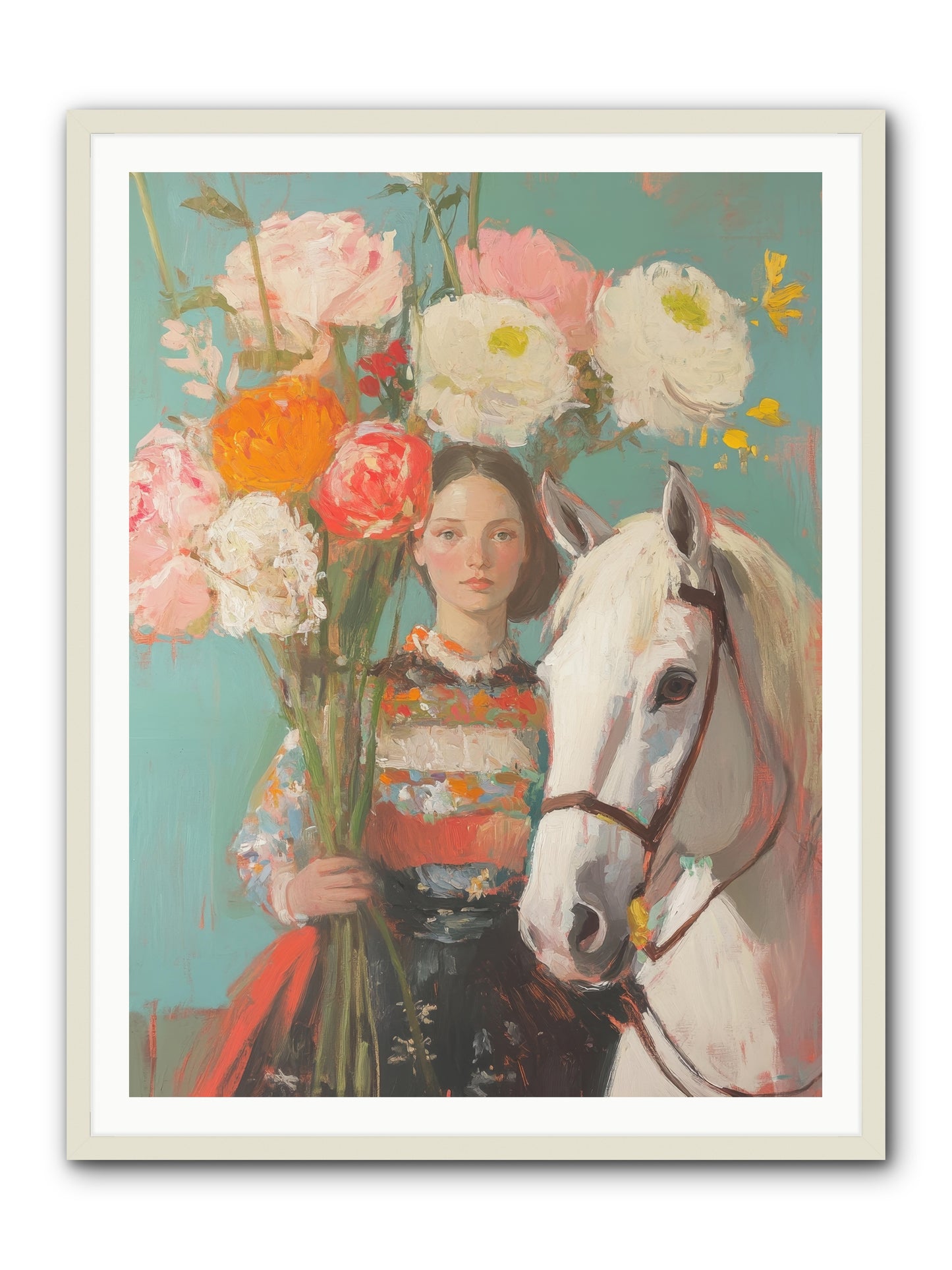 Rosewood Rider -- Framed Print - White 36x48