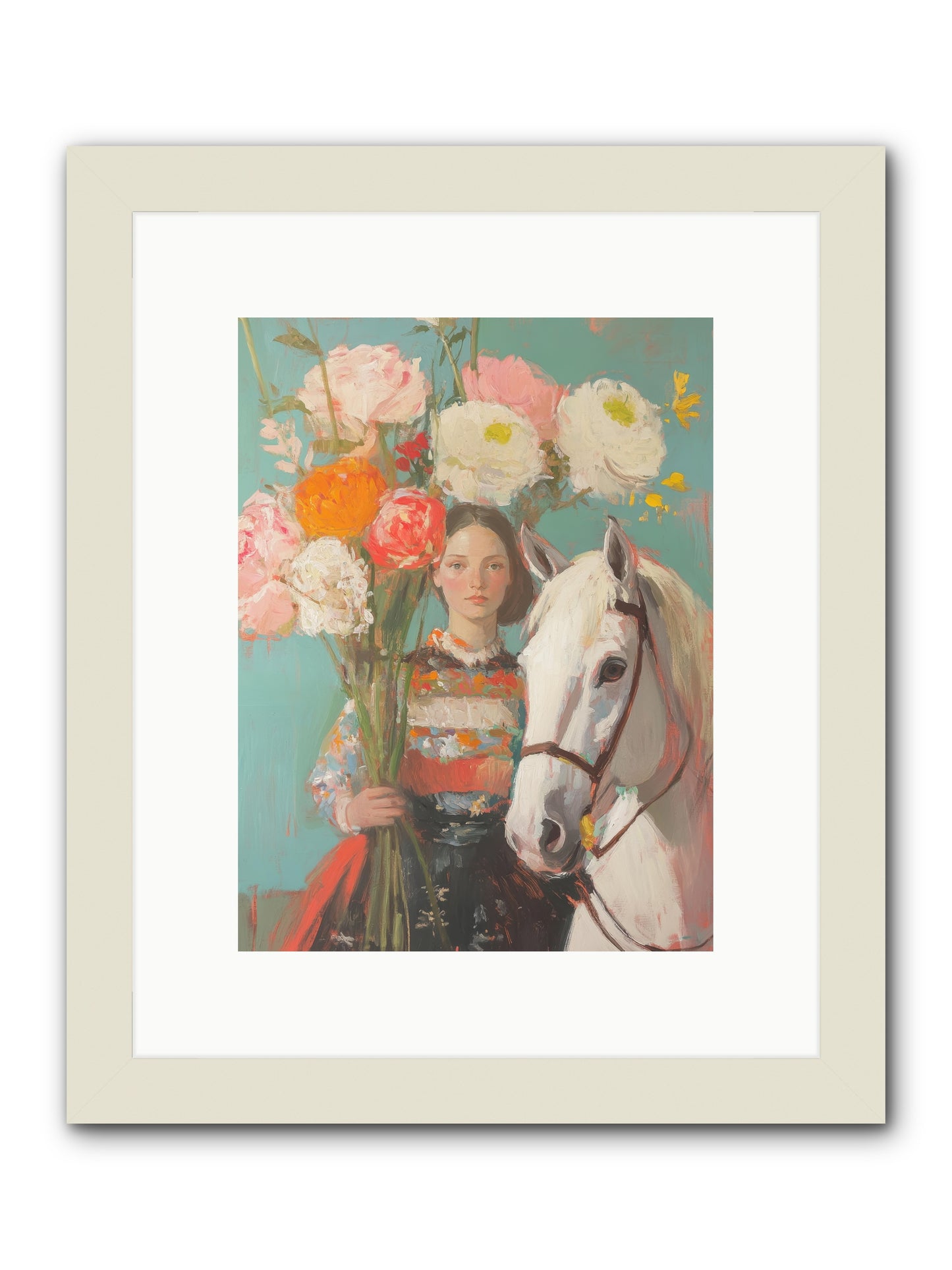 Rosewood Rider -- Framed Print - White 9x12