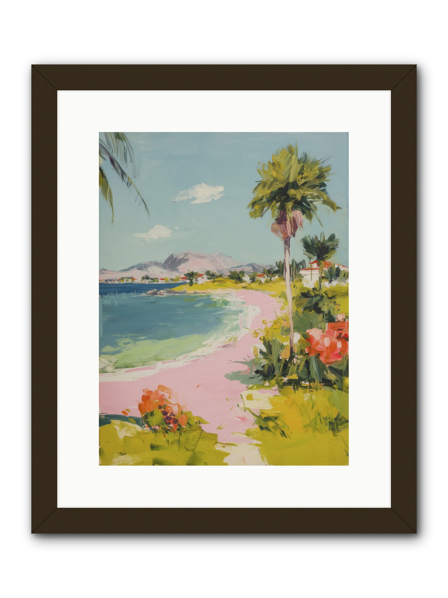 Rosy Coastline -- Framed Print - Black 12x16