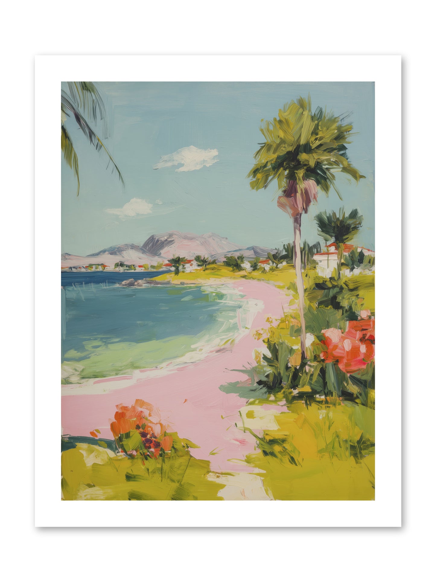 Rosy Coastline -- Paper Print 12x16