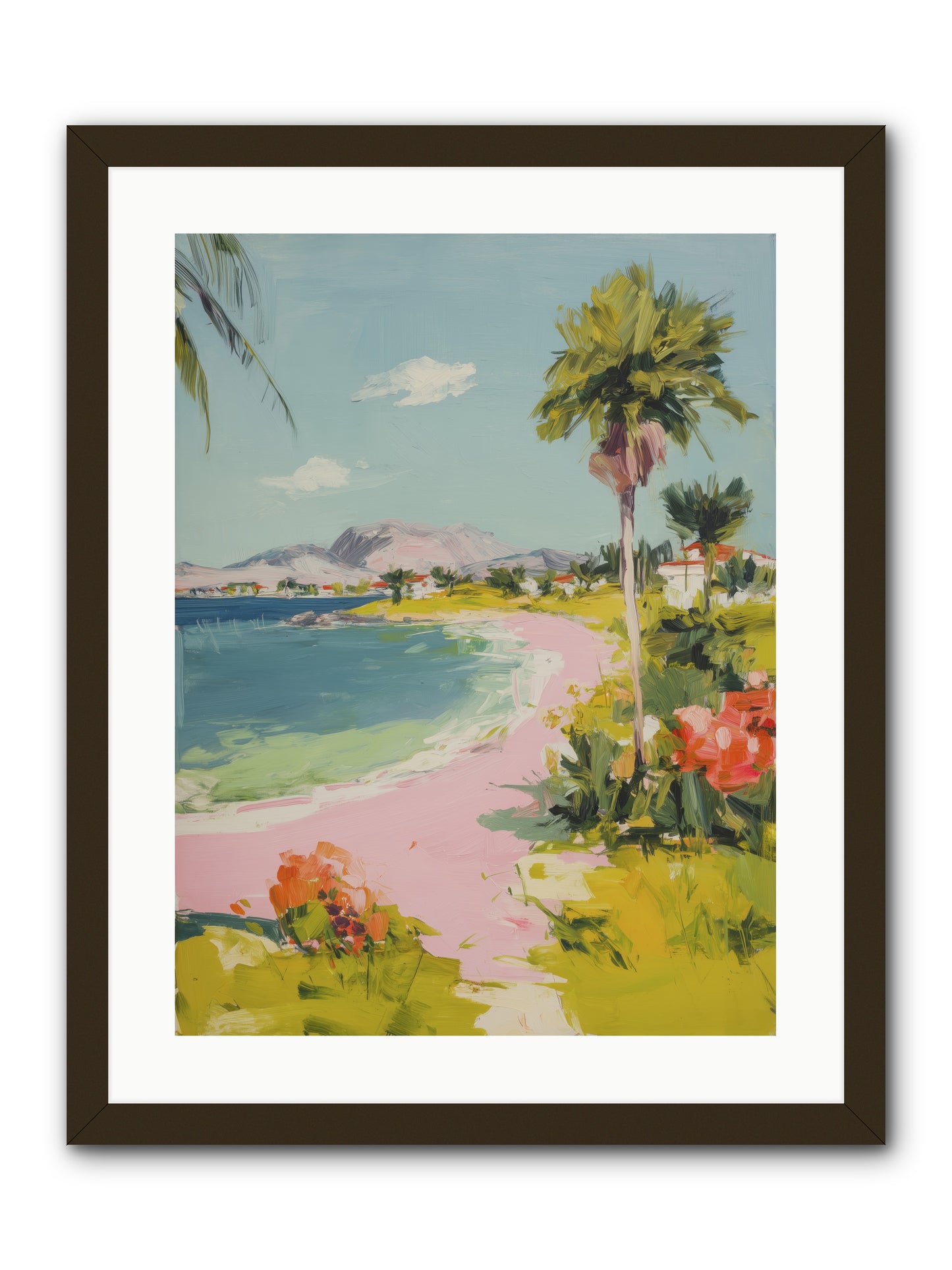 Rosy Coastline -- Framed Print - Black 18x24