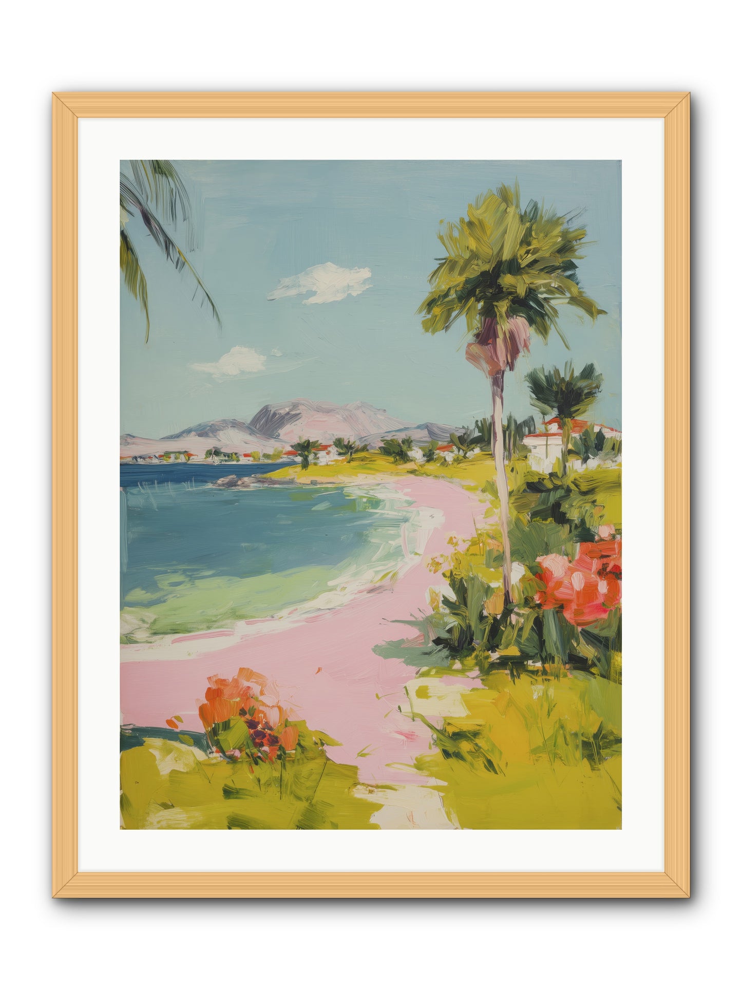 Rosy Coastline -- Framed Print - Natural 24x32