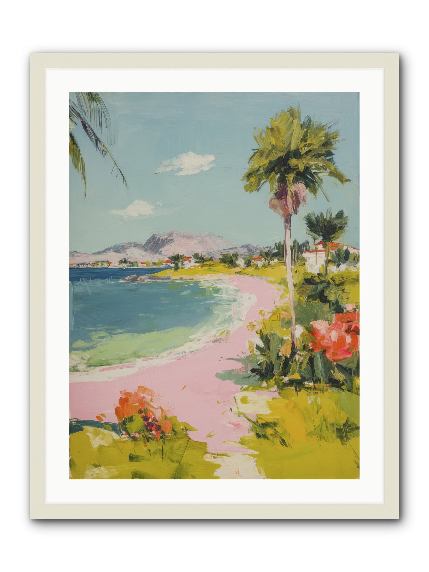 Rosy Coastline -- Framed Print - White 24x32