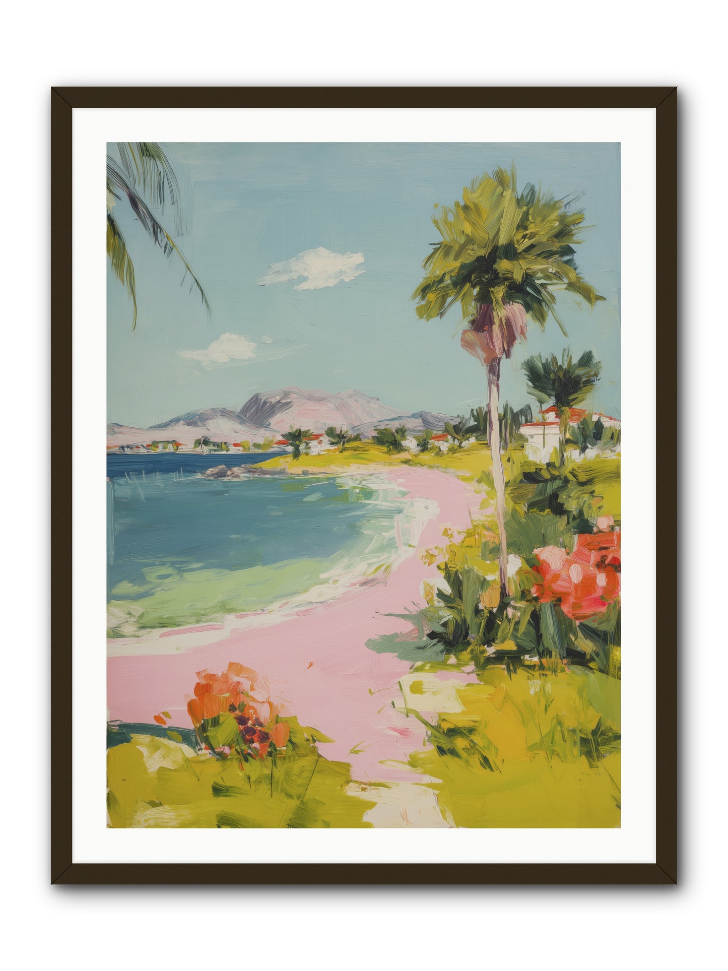 Rosy Coastline -- Framed Print - Black 30x40