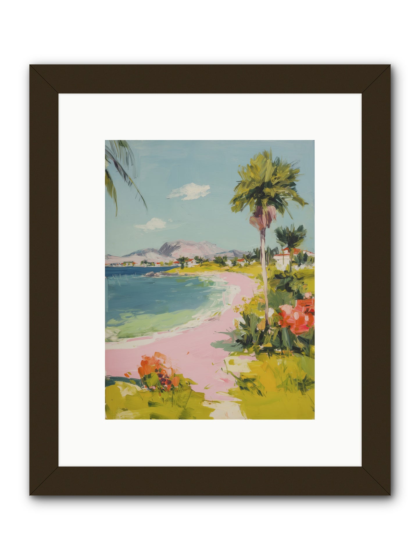 Rosy Coastline -- Framed Print - Black 9x12