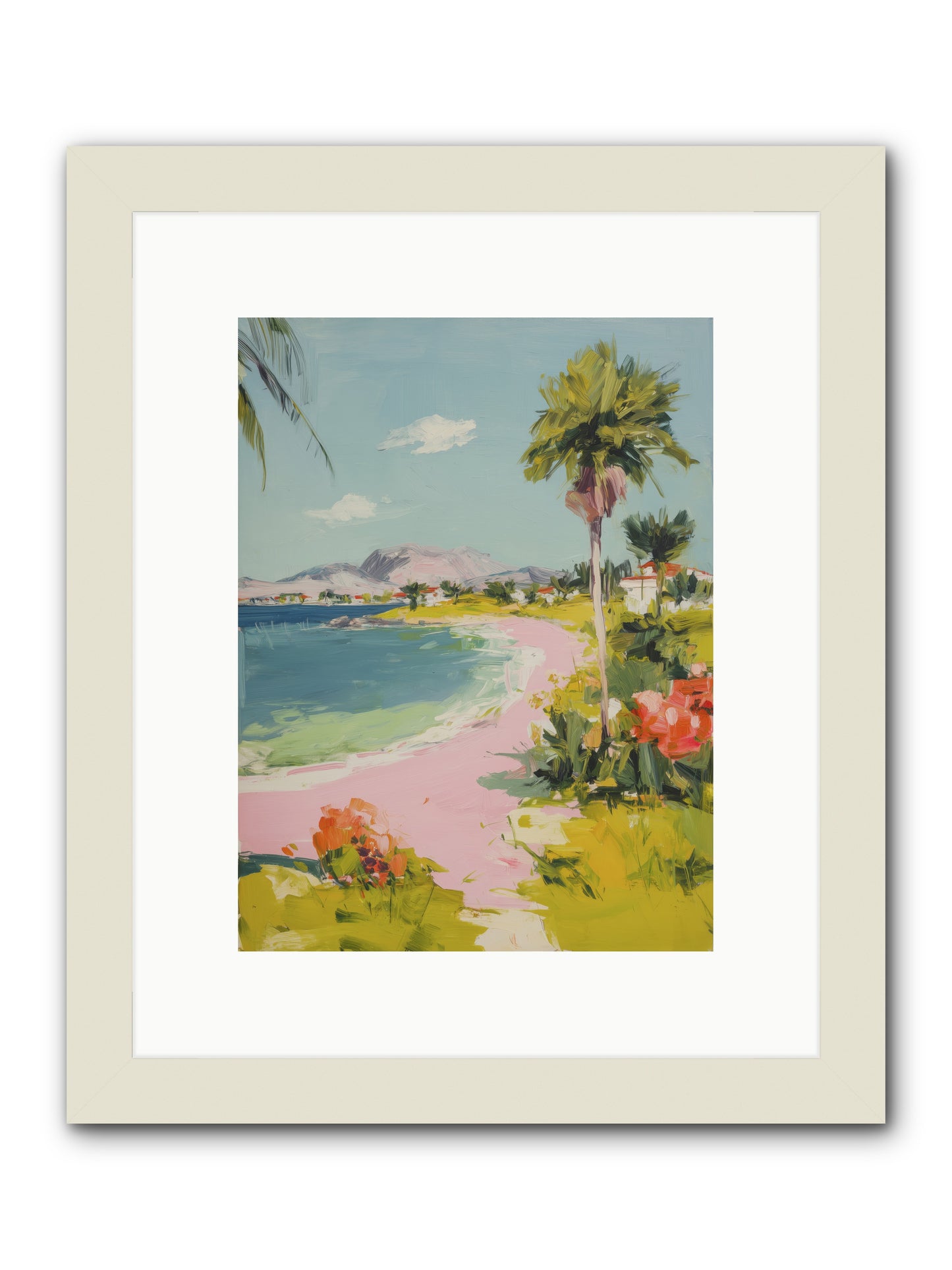 Rosy Coastline -- Framed Print - White 9x12