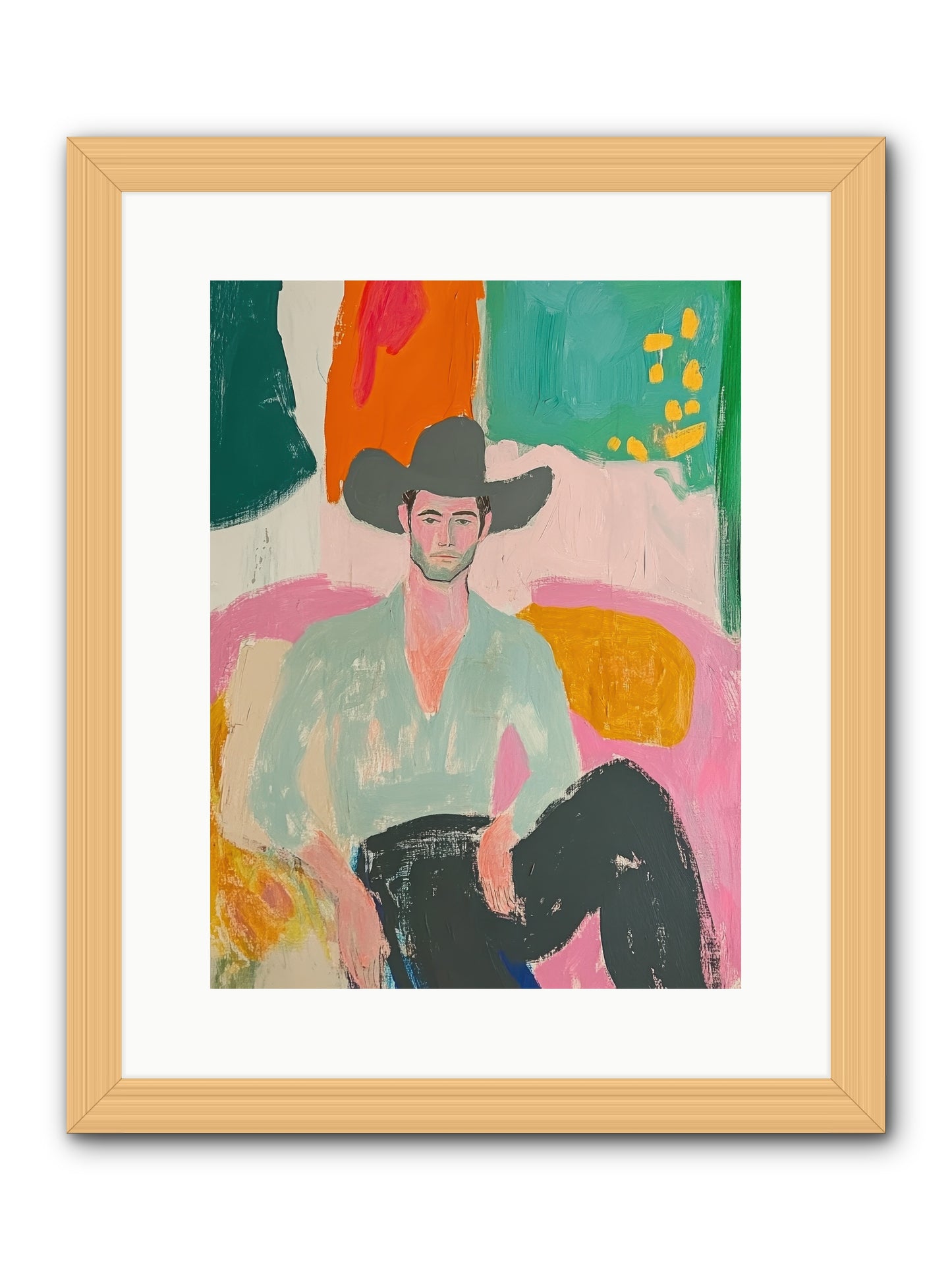 Roughstock Rider -- Framed Print - Natural 12x16