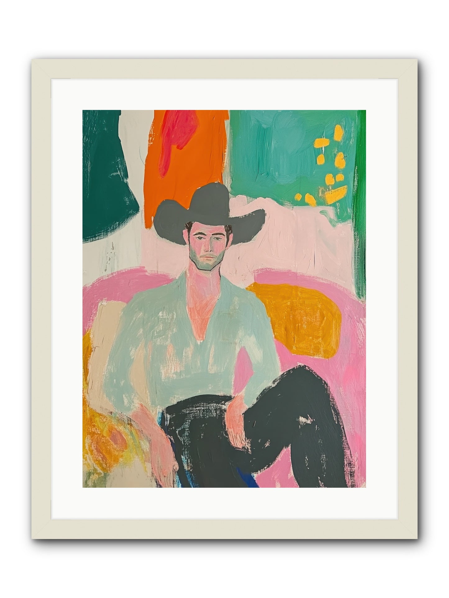 Roughstock Rider -- Framed Print - White 18x24