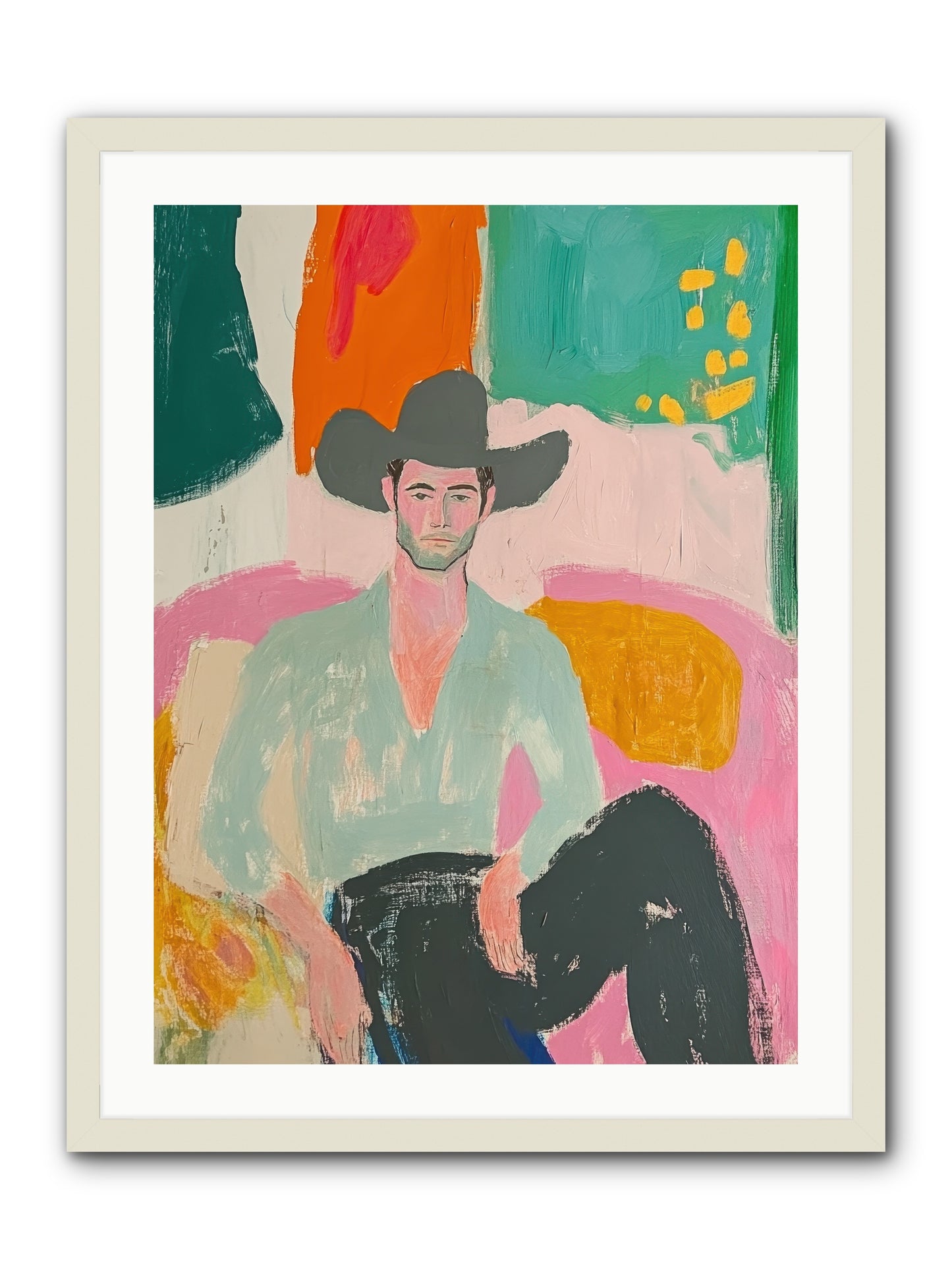 Roughstock Rider -- Framed Print - White 24x32