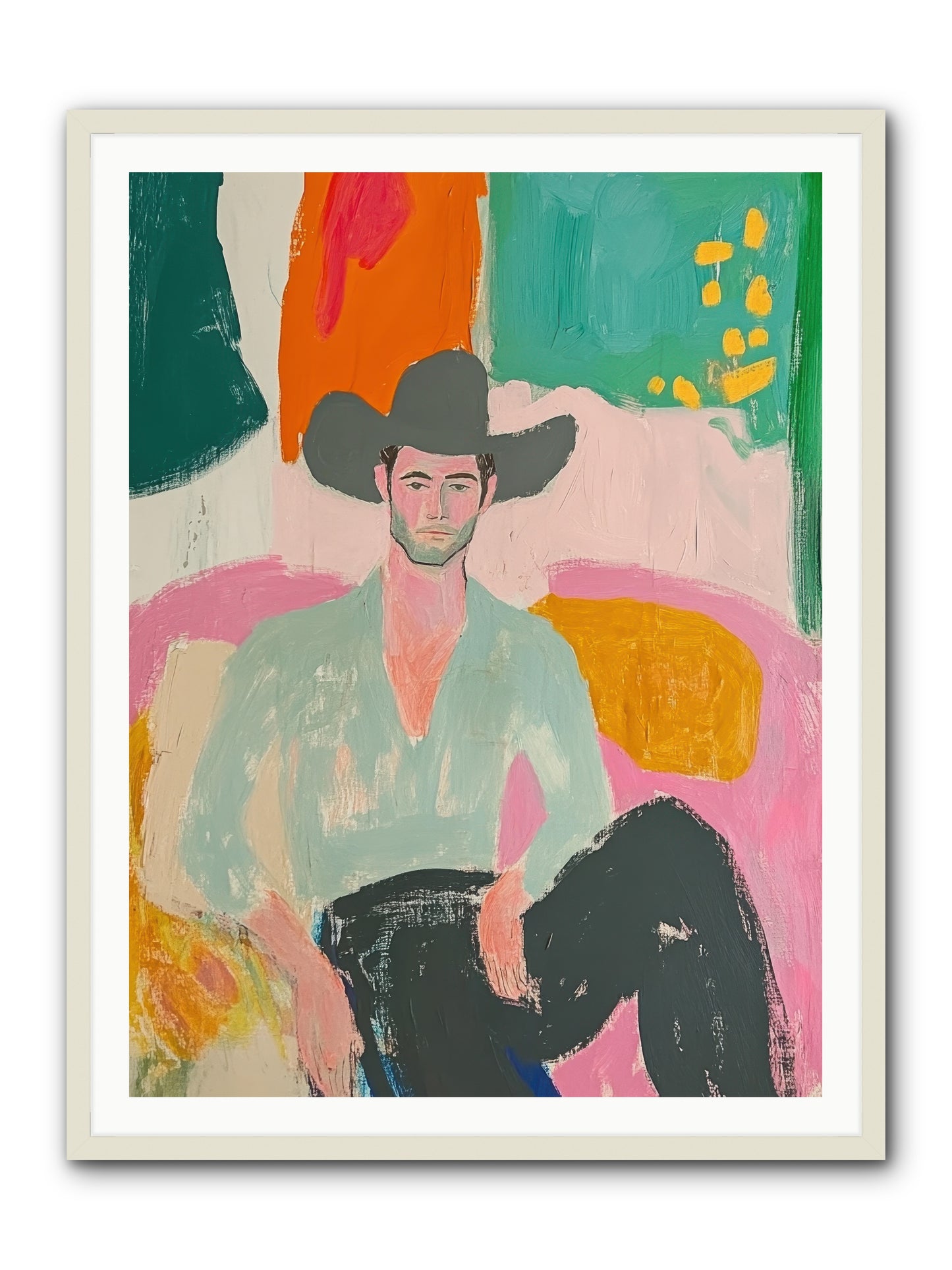 Roughstock Rider -- Framed Print - White 36x48