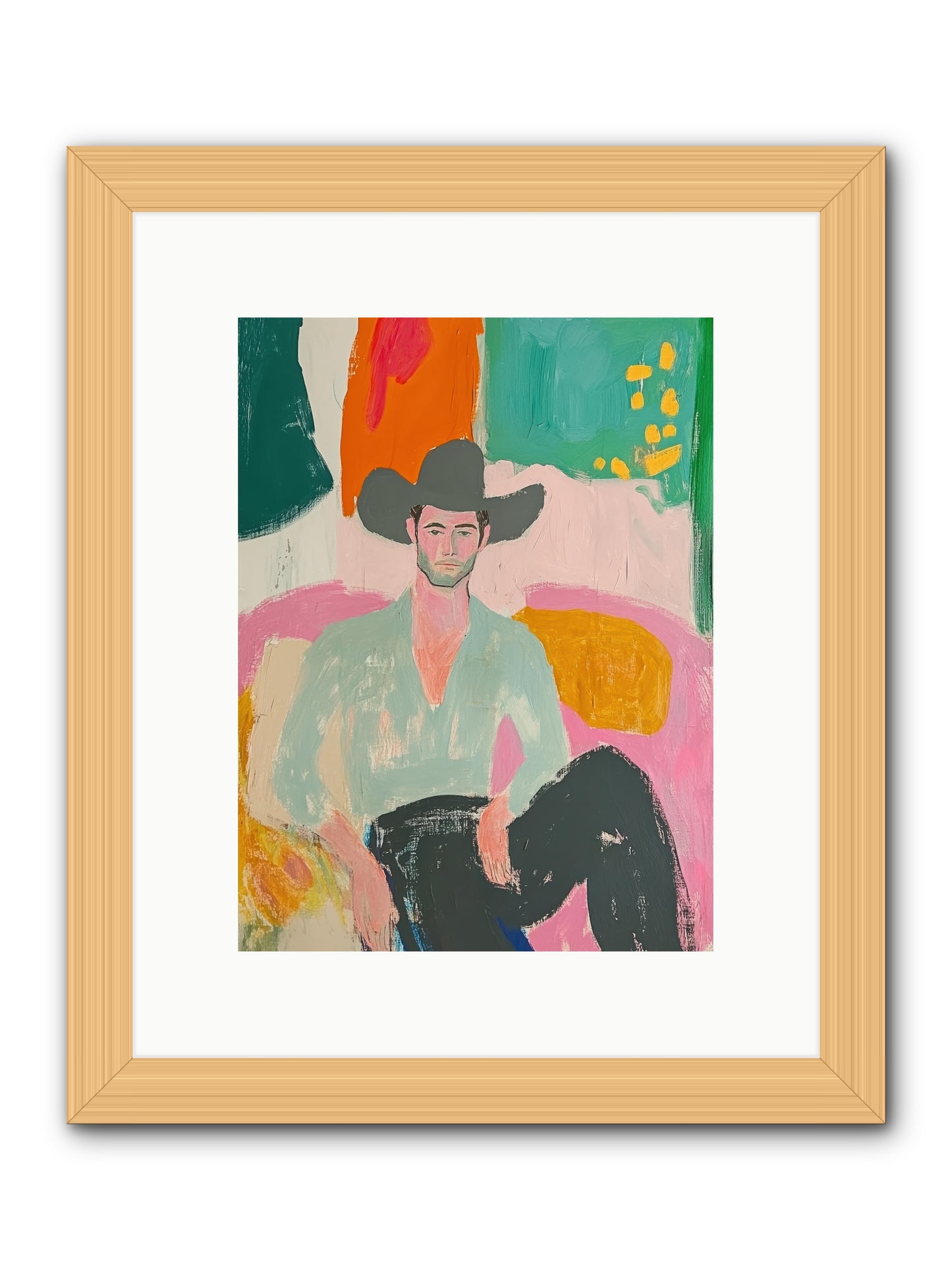 Roughstock Rider -- Framed Print - Natural 9x12