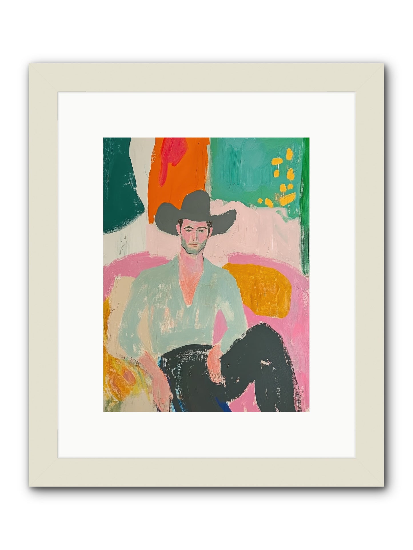 Roughstock Rider -- Framed Print - White 9x12