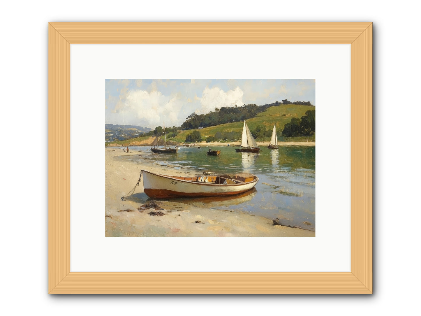 Rowing Hour -- Framed Print - Natural 12x9