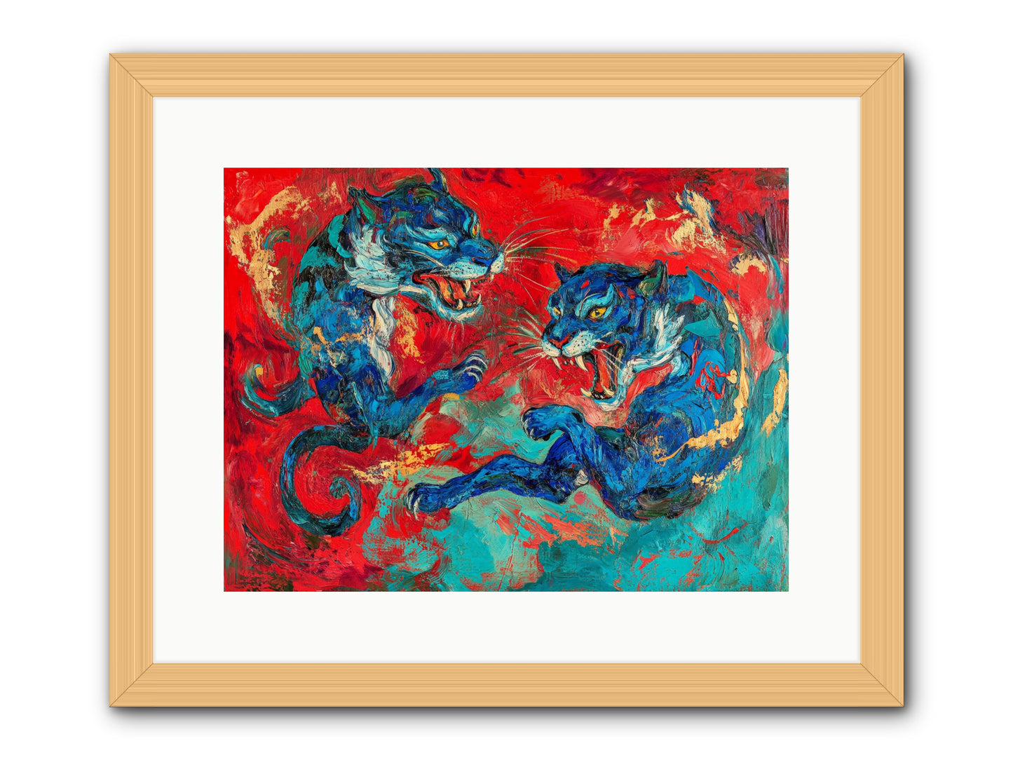 Royal Tiger Ballet -- Framed Print - Natural 16x12