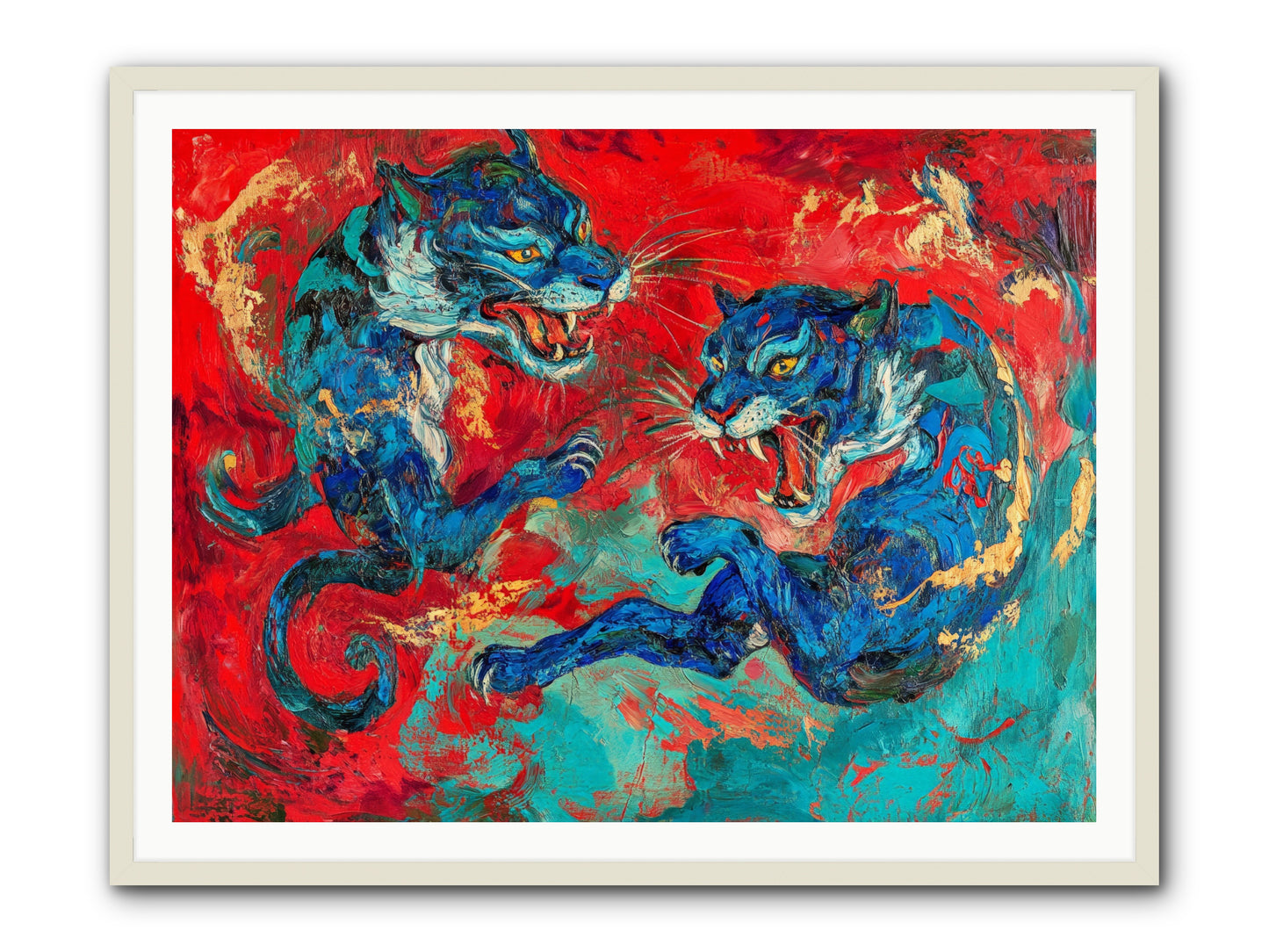 Royal Tiger Ballet -- Framed Print - White 48x36