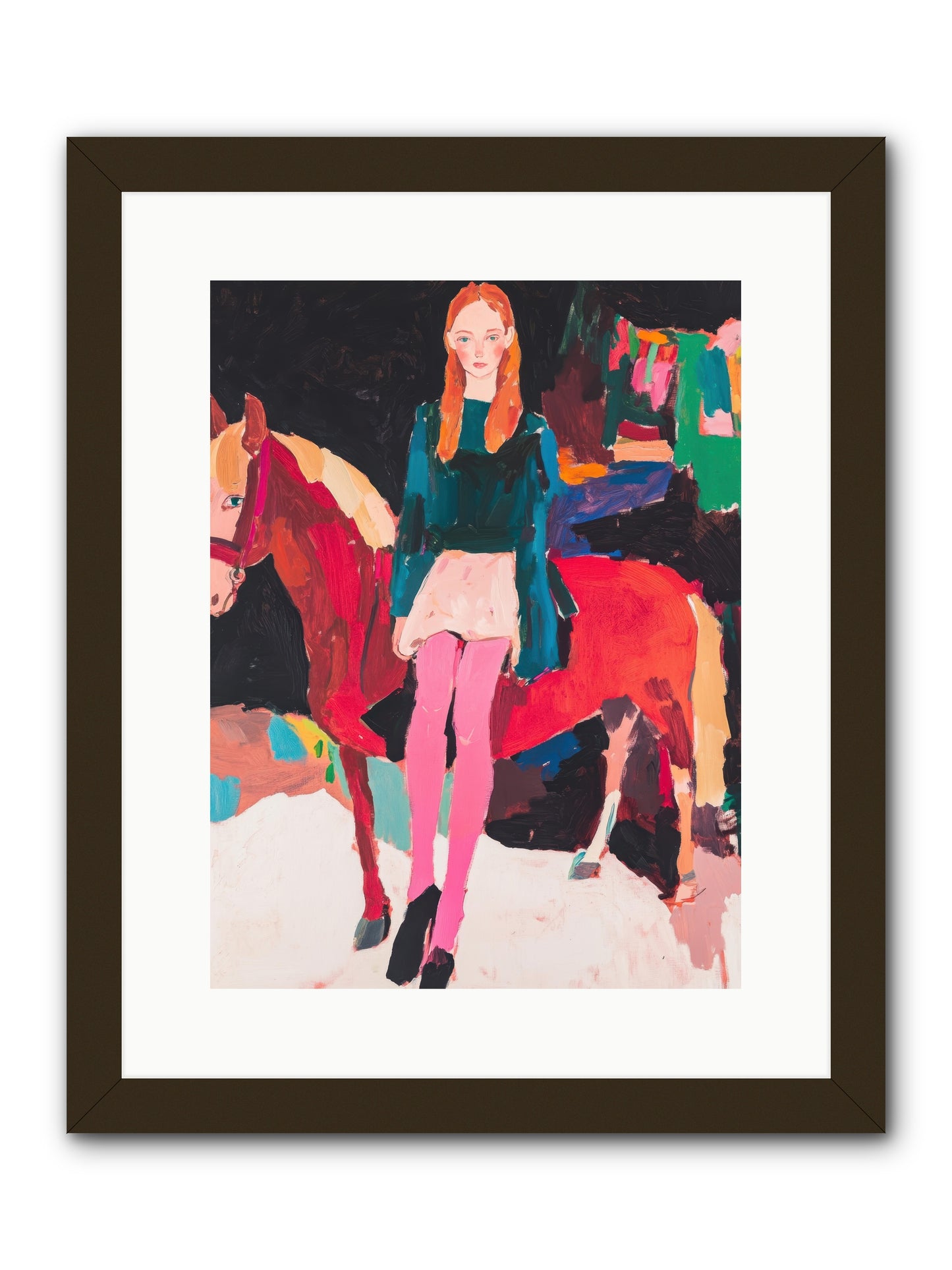 Ruby Hoofbeats -- Framed Print - Black 12x16