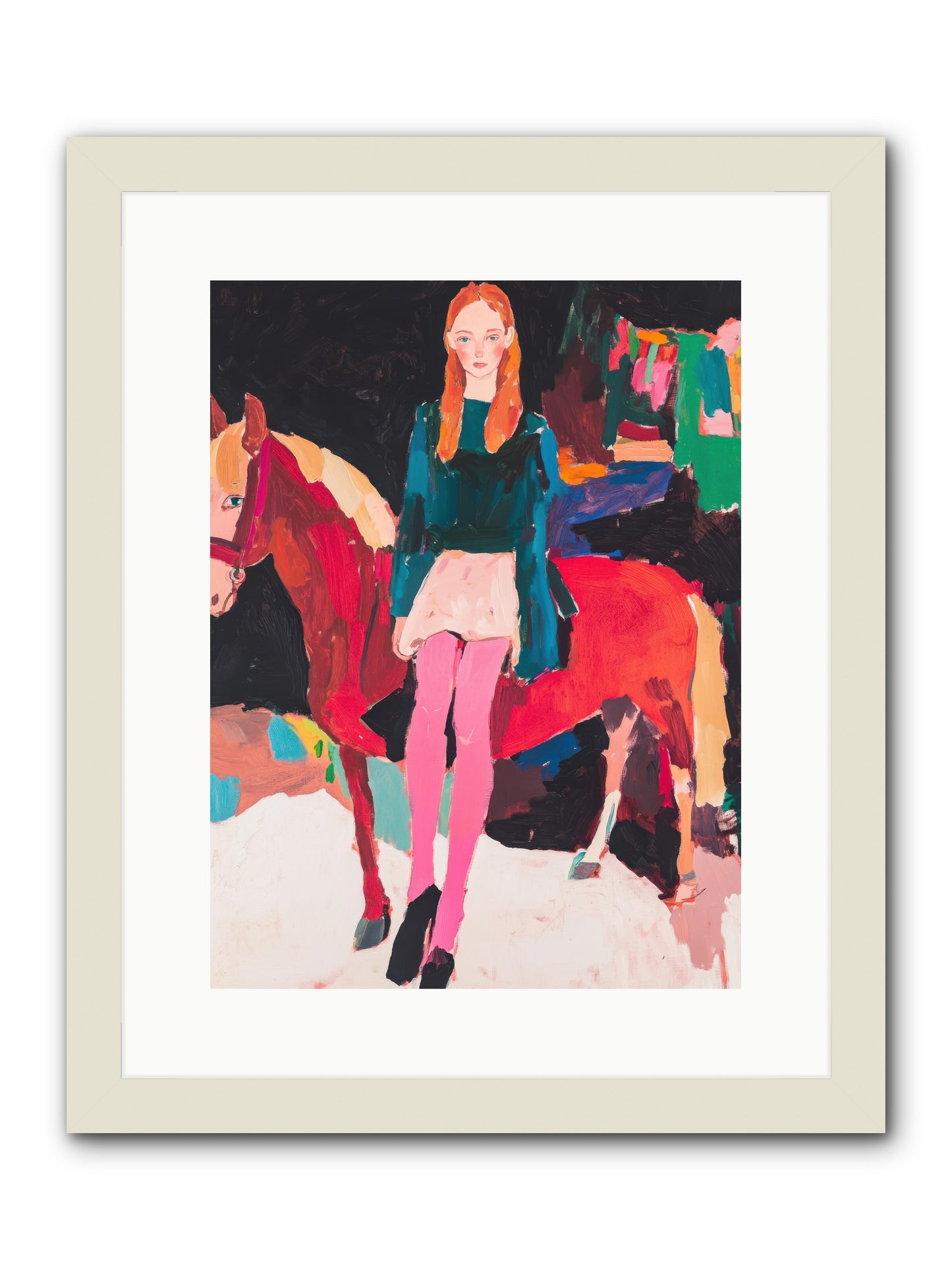 Ruby Hoofbeats -- Framed Print - White 12x16