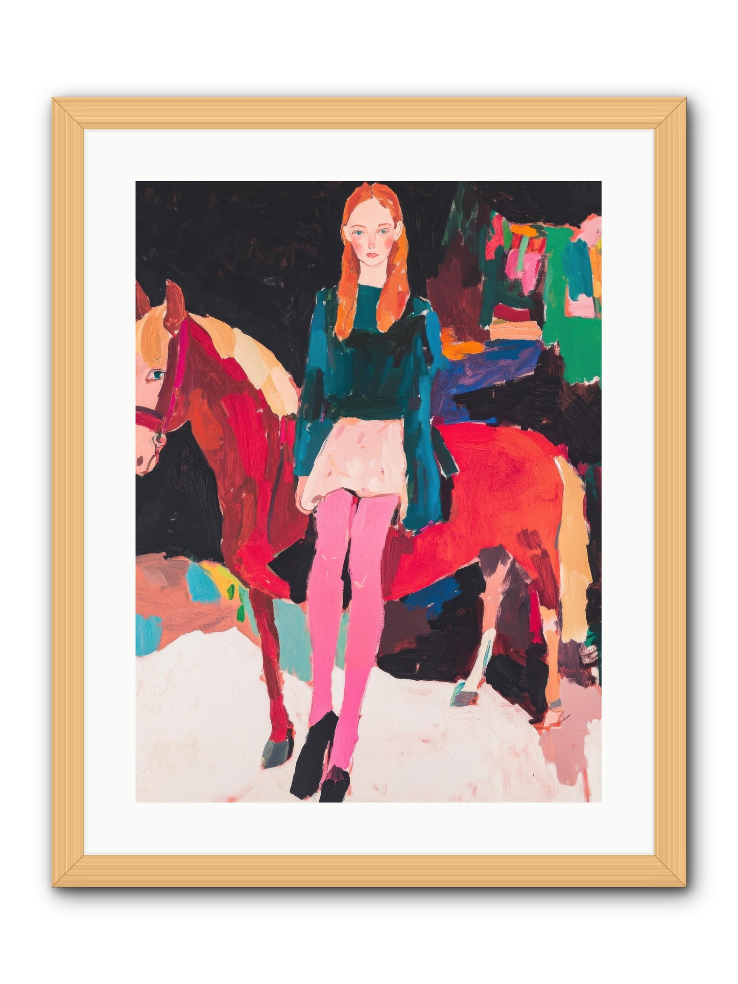 Ruby Hoofbeats -- Framed Print - Natural 18x24