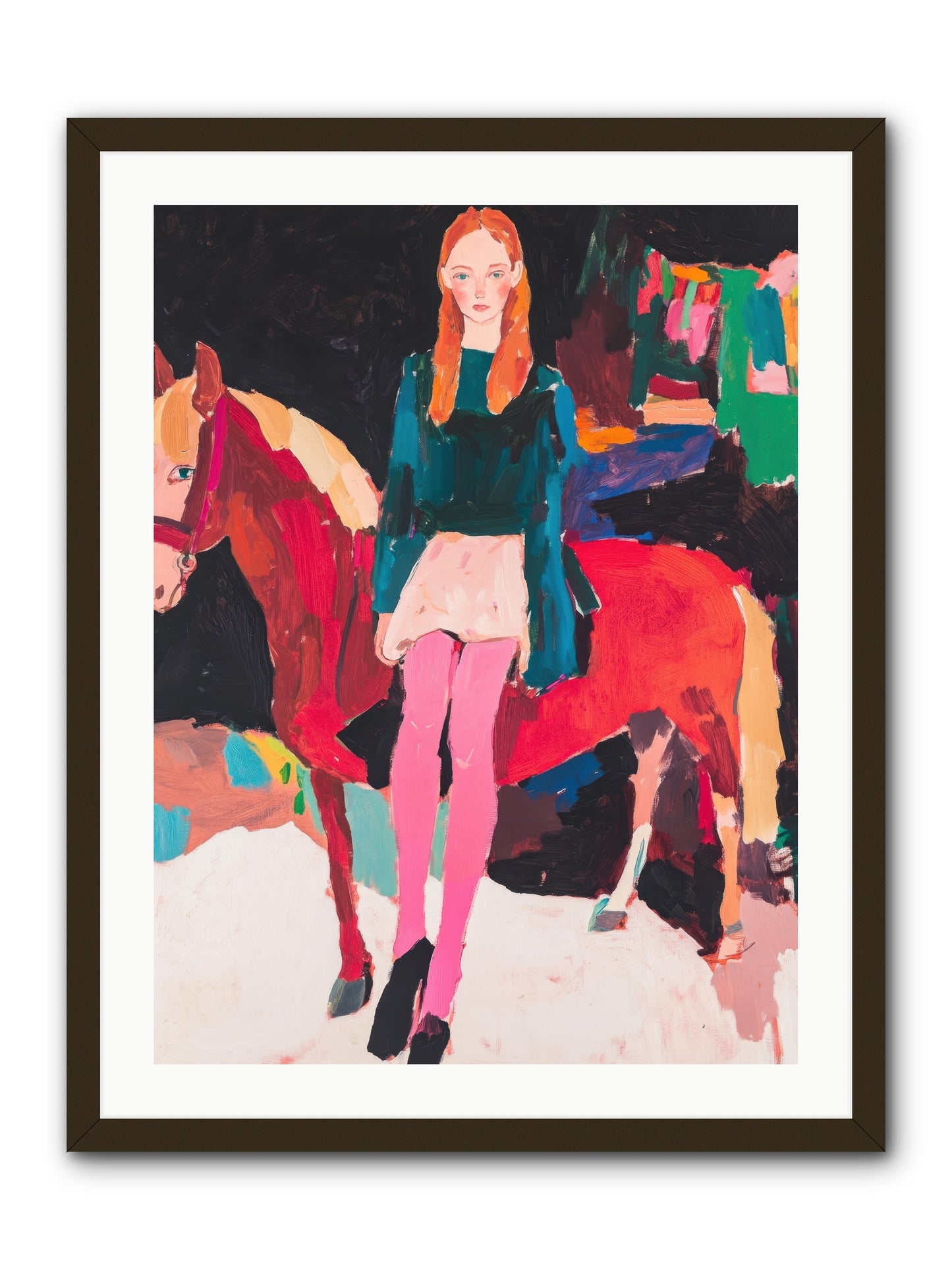 Ruby Hoofbeats -- Framed Print - Black 24x32