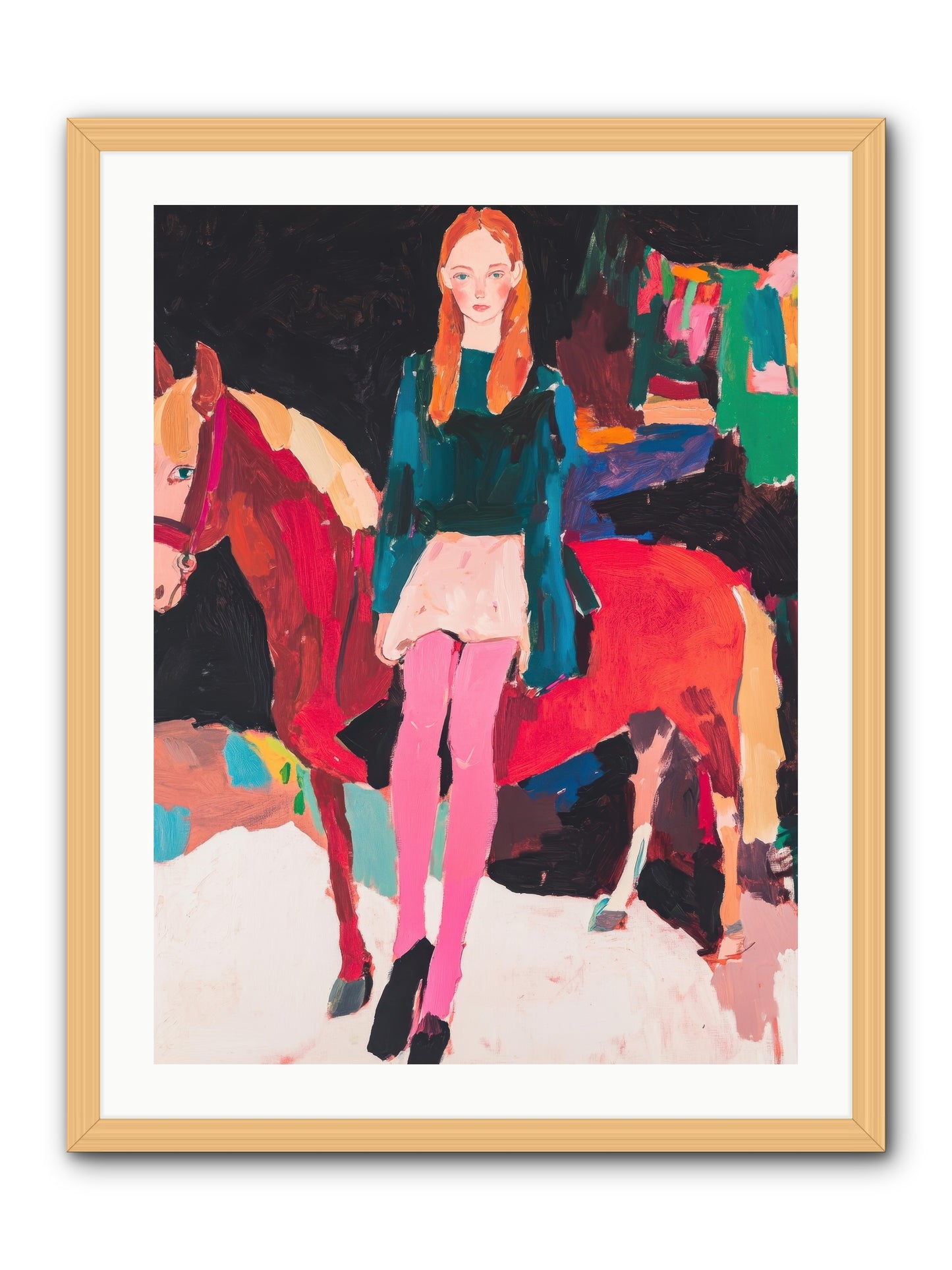 Ruby Hoofbeats -- Framed Print - Natural 24x32
