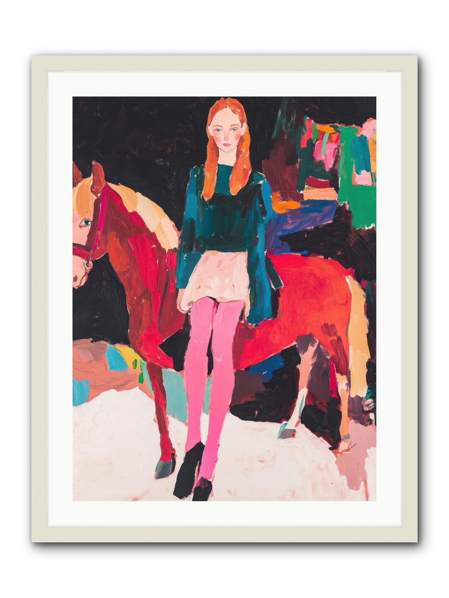 Ruby Hoofbeats -- Framed Print - White 24x32