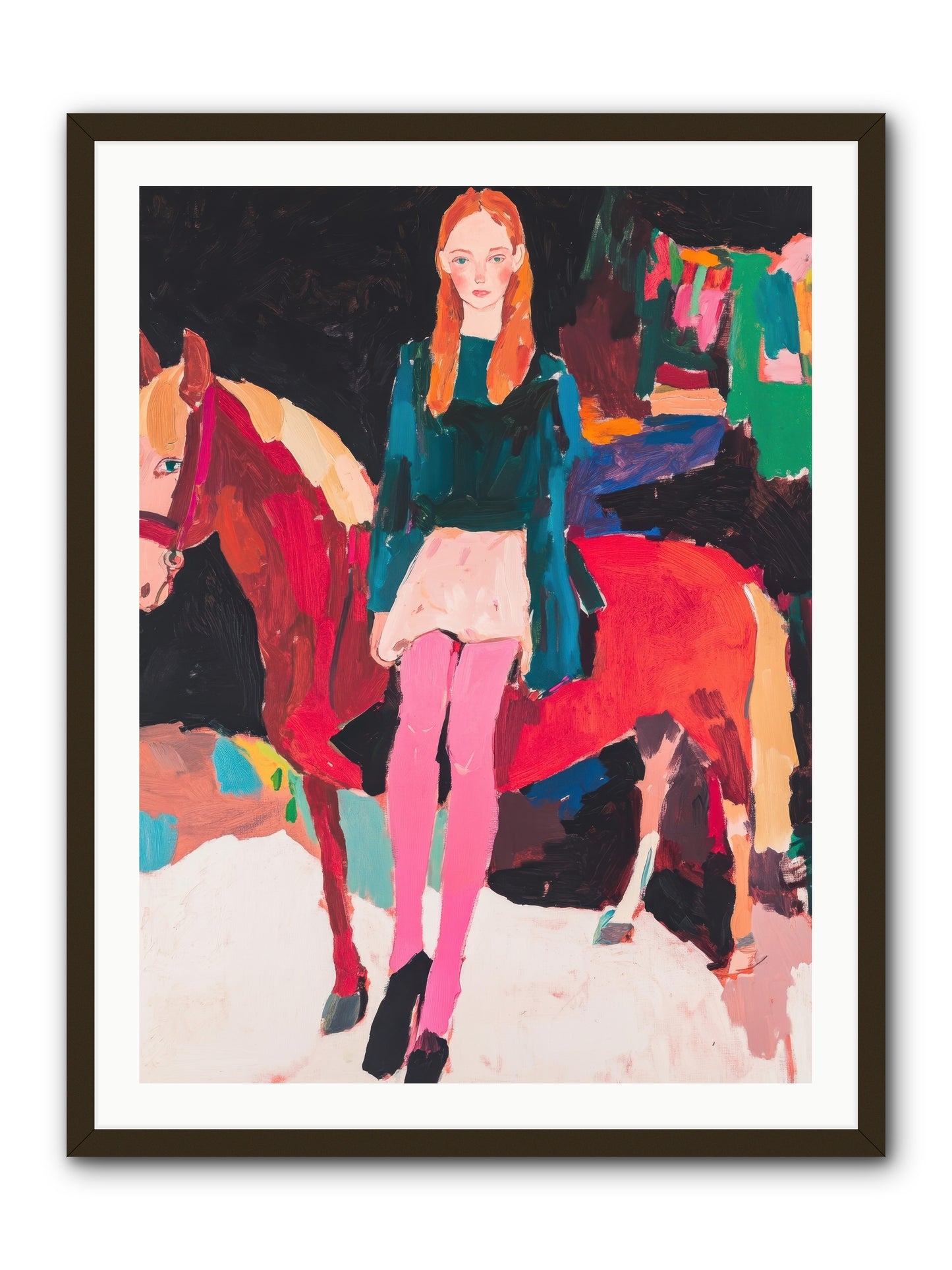 Ruby Hoofbeats -- Framed Print - Black 30x40